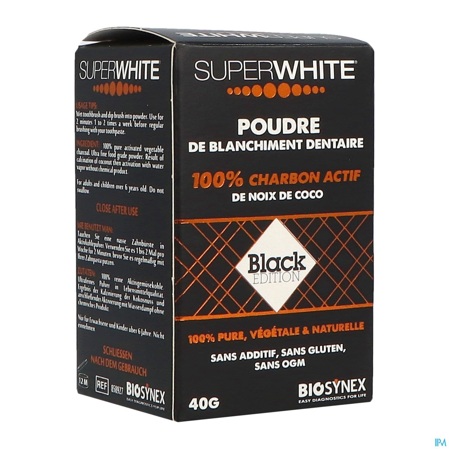 SUPERWHITE PDR CHARB BLACK ED 40G