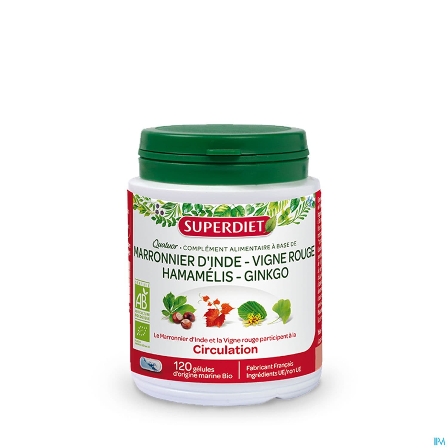 Superdiet Quatuor Circulation Bio Marronnier D'inde Vigne Rouge Hamamelis Ginkgo Gelule 120 — Pharmacie Lafayette de Roubaix
