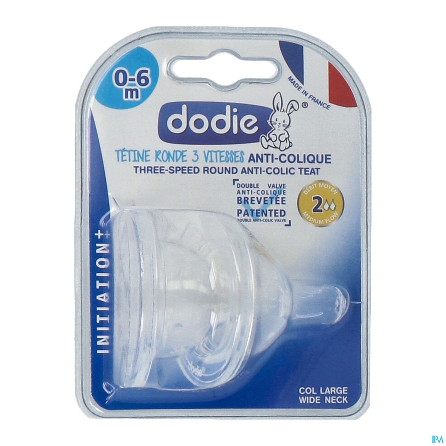 Dodie Initiation+ Tetine Silicone Anticolique Col Large 0/6mois Debit 2 X2