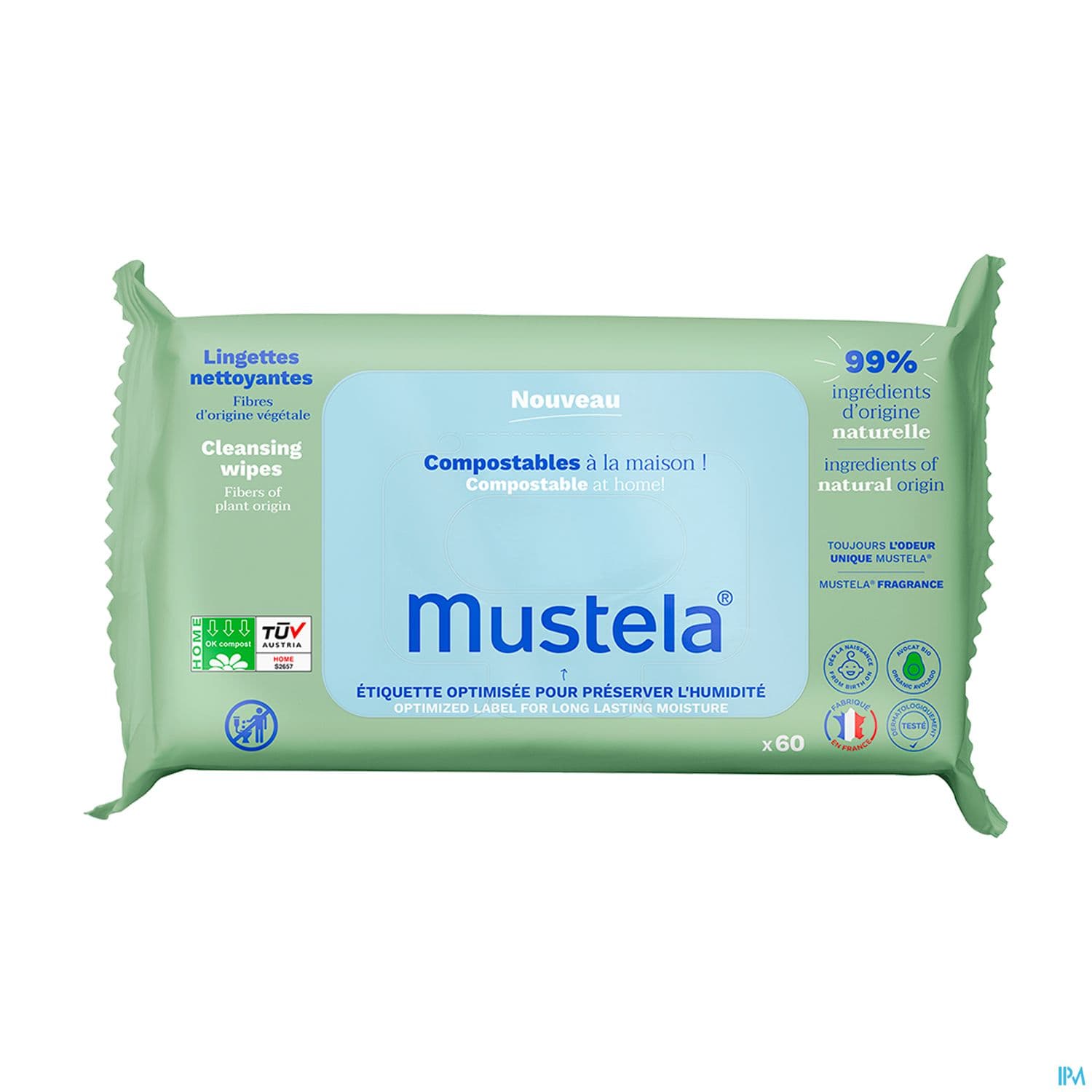 Mustela Lingettes Nettoyantes Compostables Parfumees X60