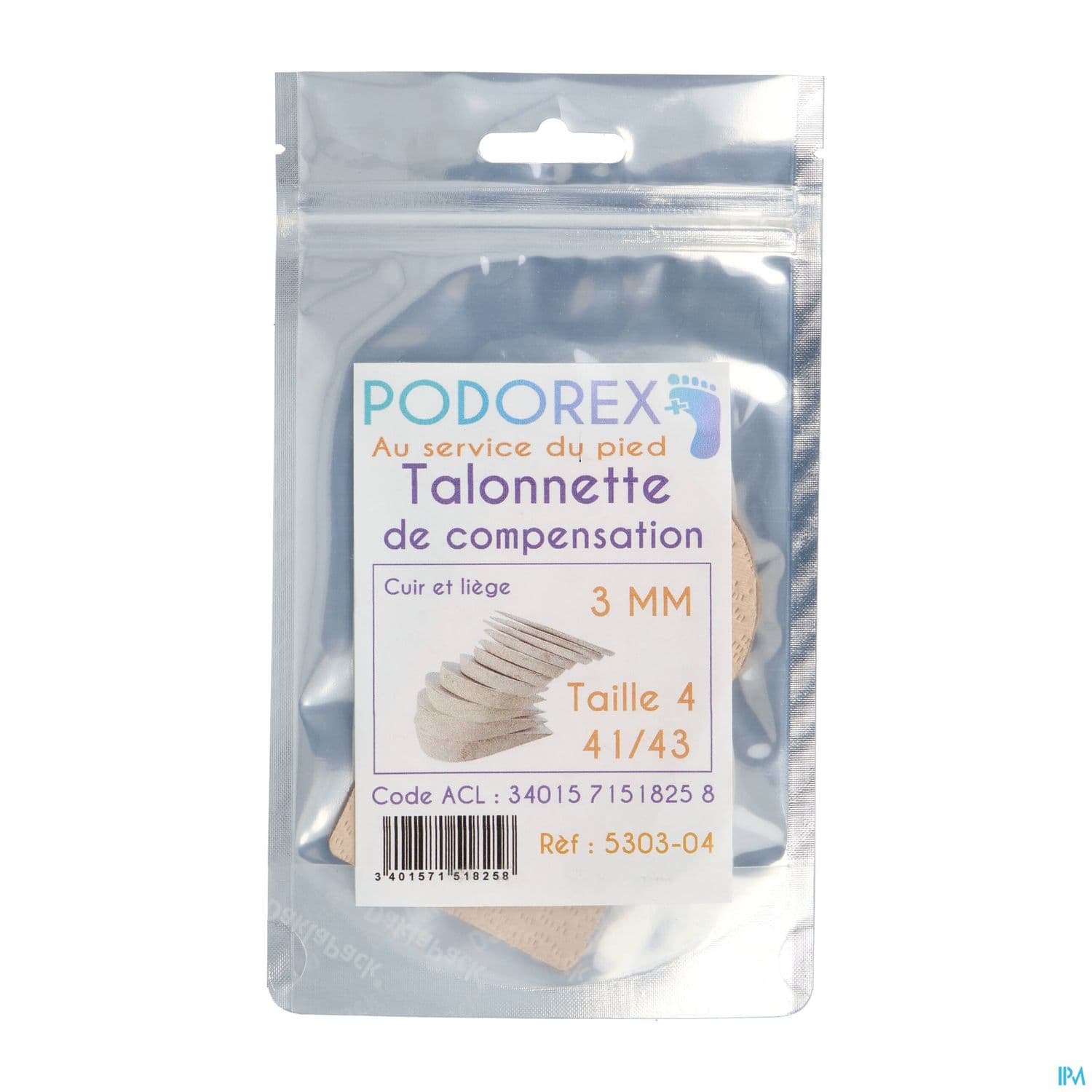 Podorex Talonnette Liege Cuir 3mm 41/43 — Pharmacie du Parc - Neuilly-sur-Seine