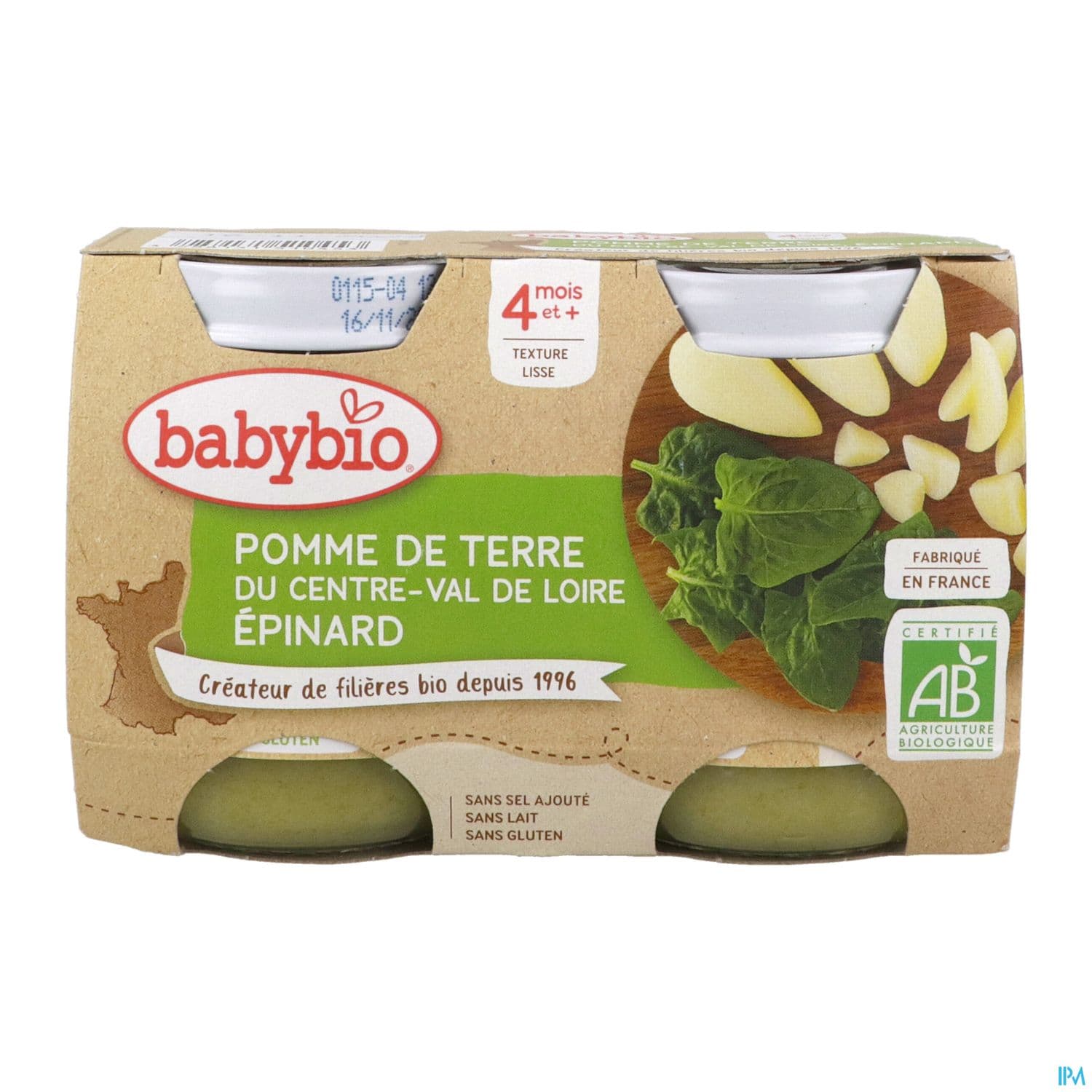 Babybio Pommes De Terre De Notre Ferme Epinard De France 4m 130g X2