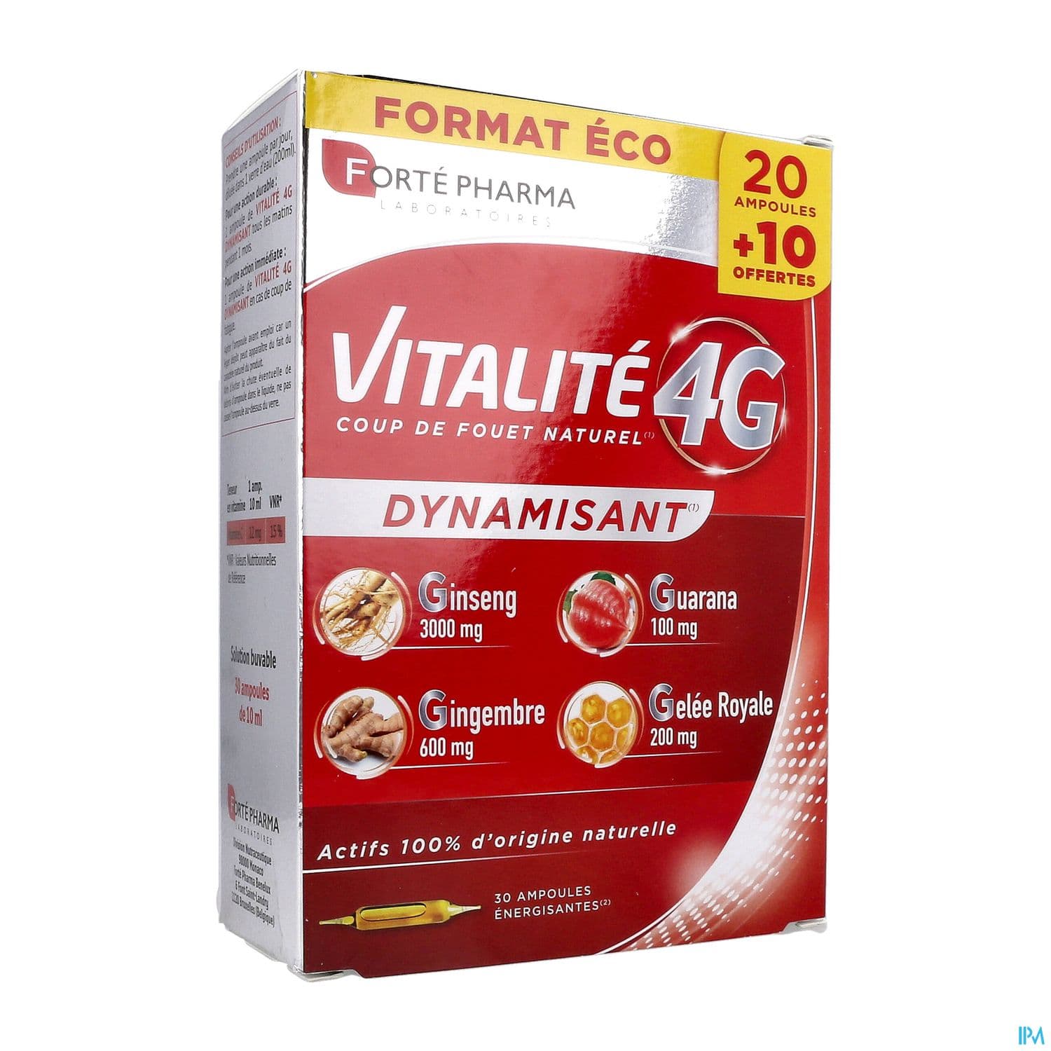 Forte Pharma Vitalite 4g Dynamisant Ampoule Buvable 10ml 20 + 10 Offert