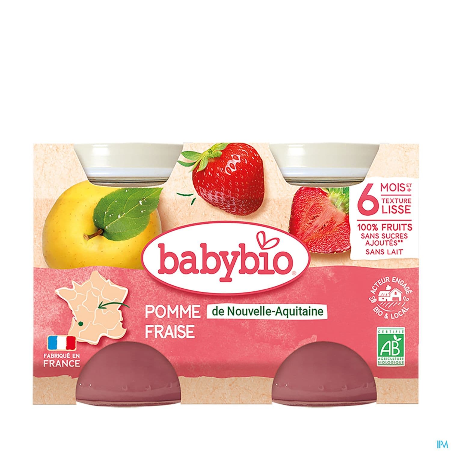 Babybio De Nouvelle Aquitaine Fraise 6m 130g X2