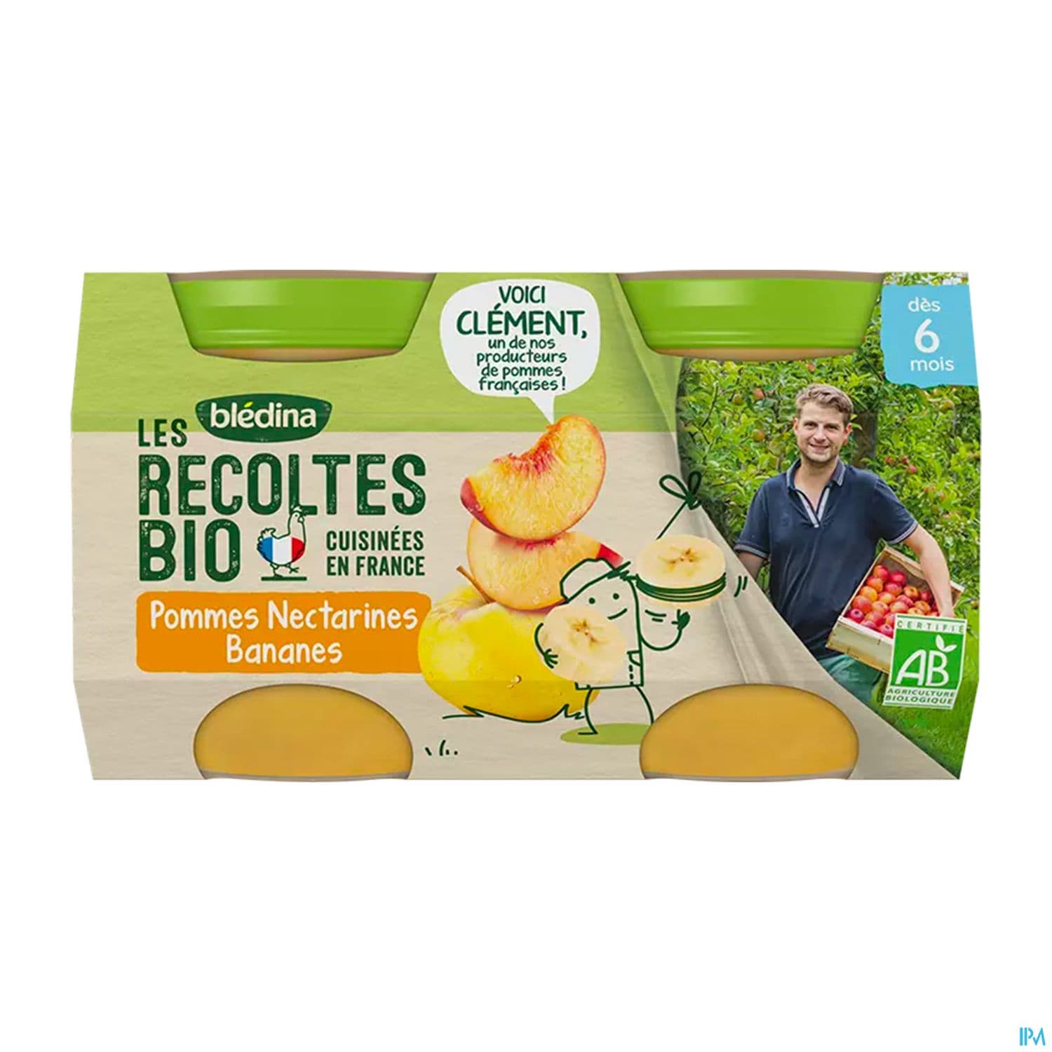 Bledina Les Recoltes Bio Pot Pomme Nectarine Banane 130g X2