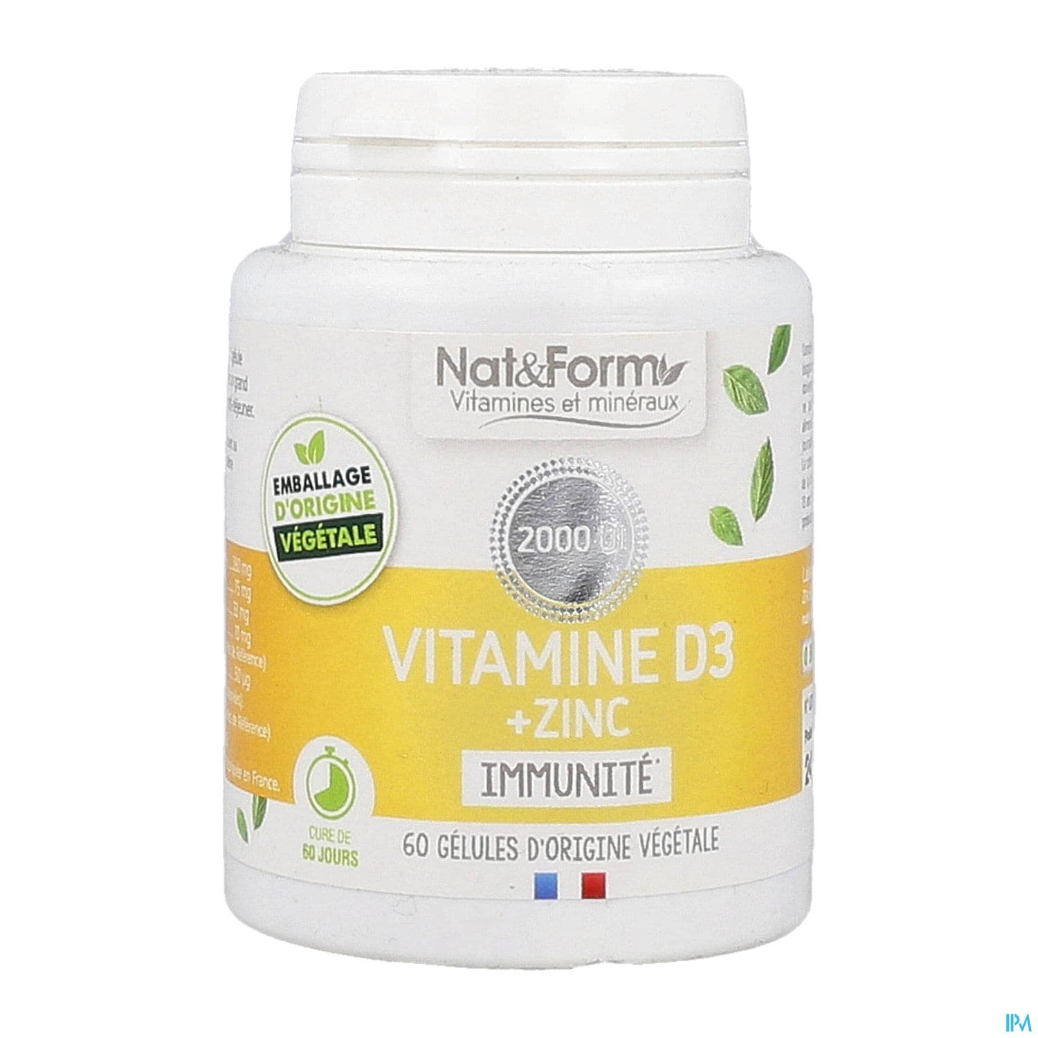 Nat Et Form Vitamine D3 + Zn Gelule Vegetale 60