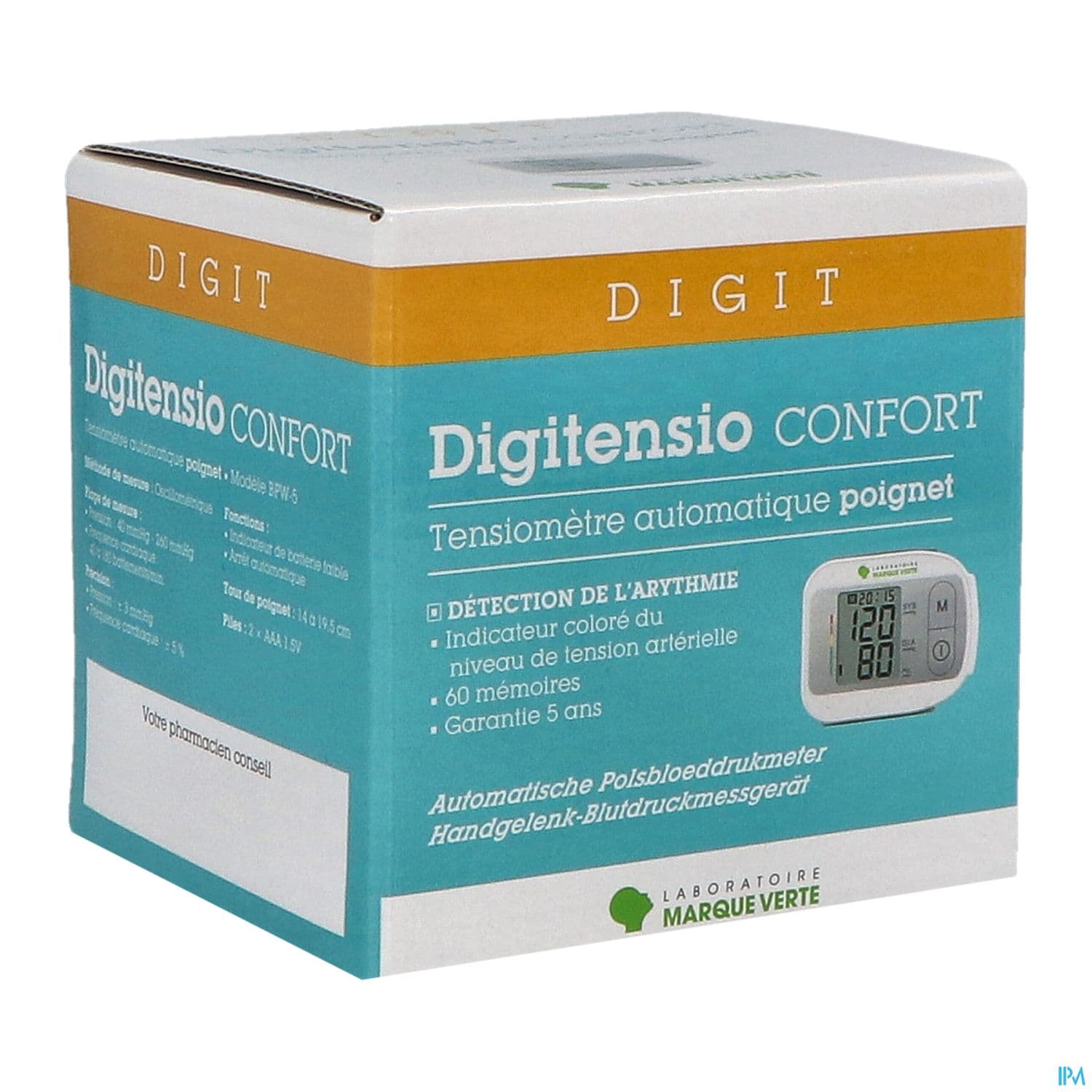 Marque Verte Digitensio Confort Tensiometre Poignet Avec Detection Arythmie