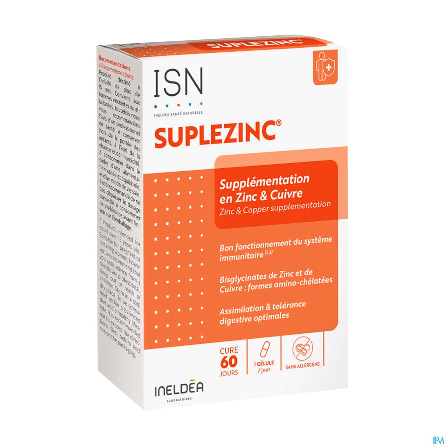 ISN SUPLEZINC GELULE VEGET 60 — Pharmacie Plaine Haute - Crosne