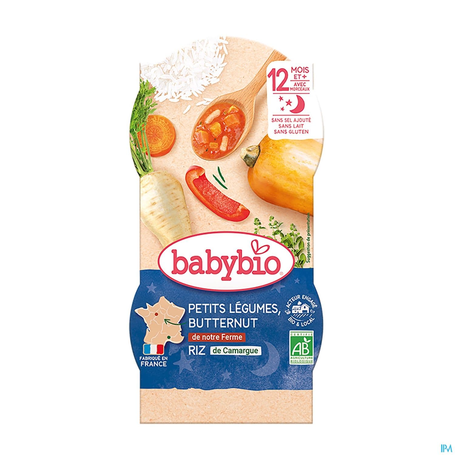 BABYBIO BON/NUIT LEG/RIZ 2X200G