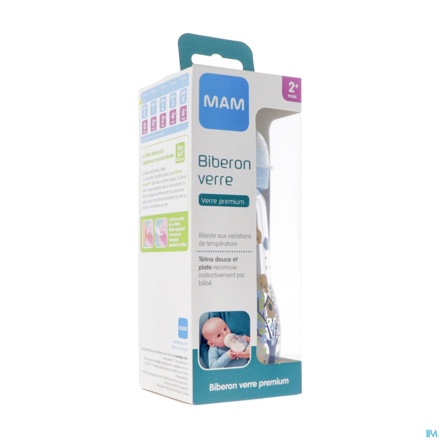 BIB MAM VER 1AGE DEB/2 BLEU 260ML