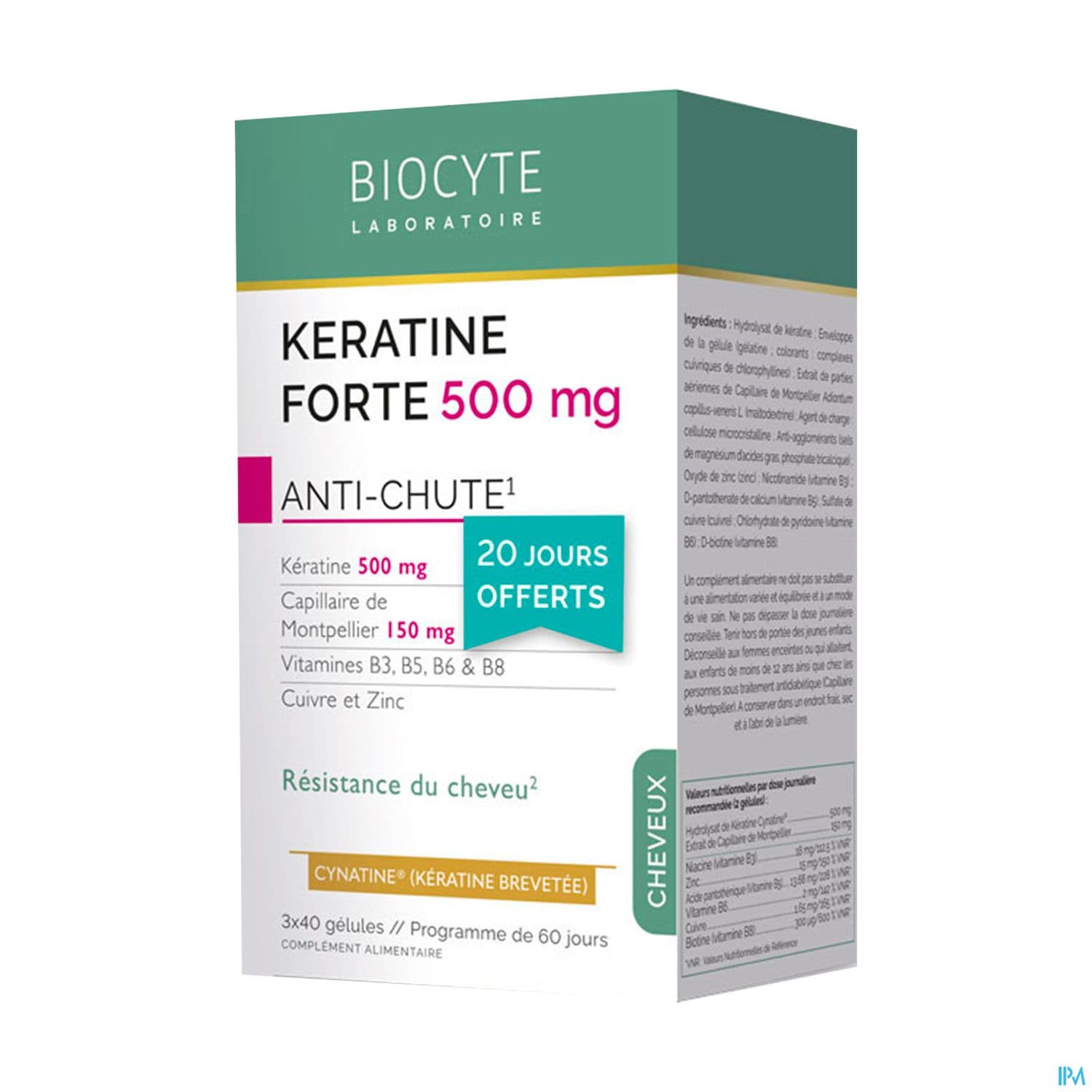 Biocyte Pack Keratine Forte 500mg Antichute Gelule 120