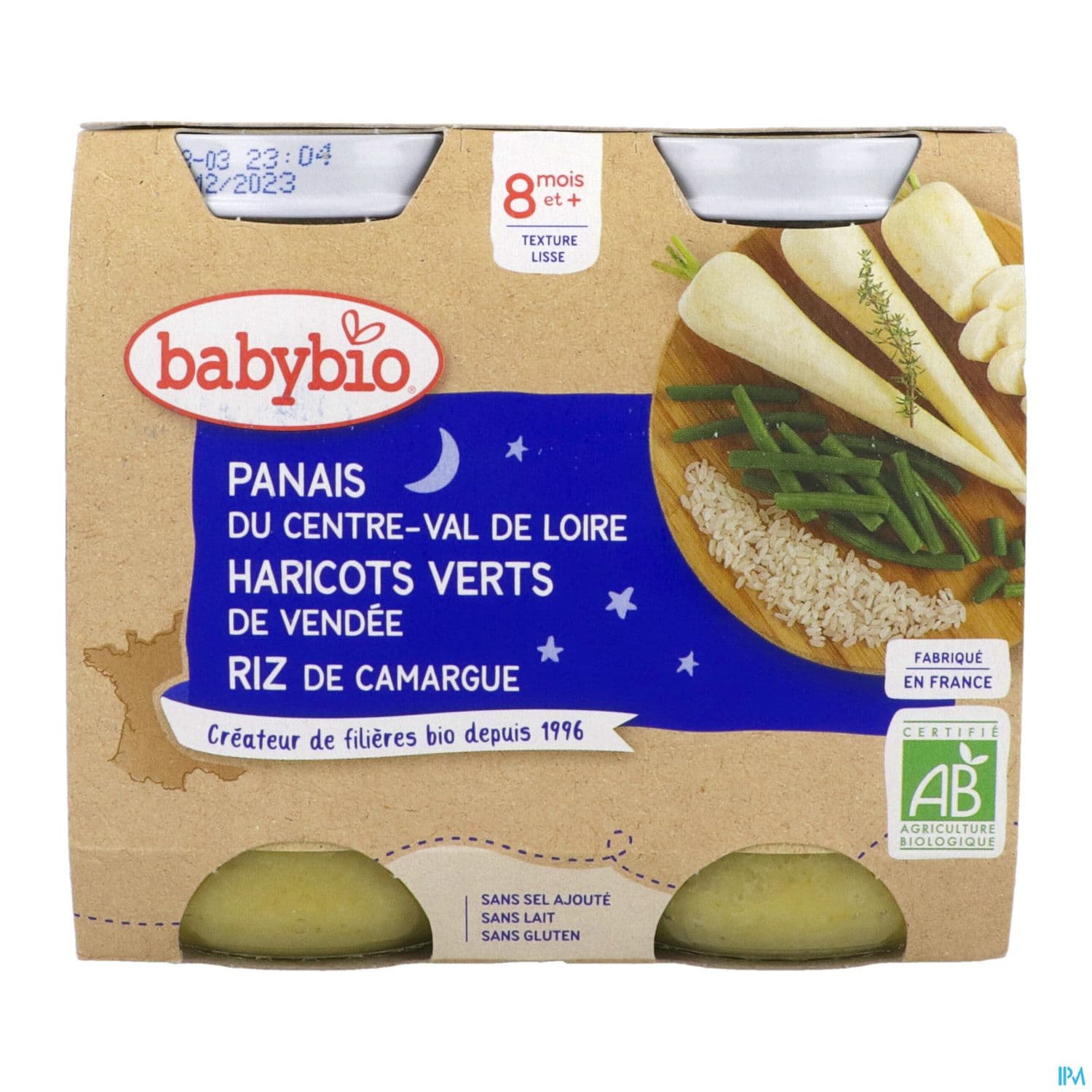 Babybio Bonne Nuit Panais Du Centre Val De Loire Haricots Verts Des Hauts De France Riz 8m 200g X2
