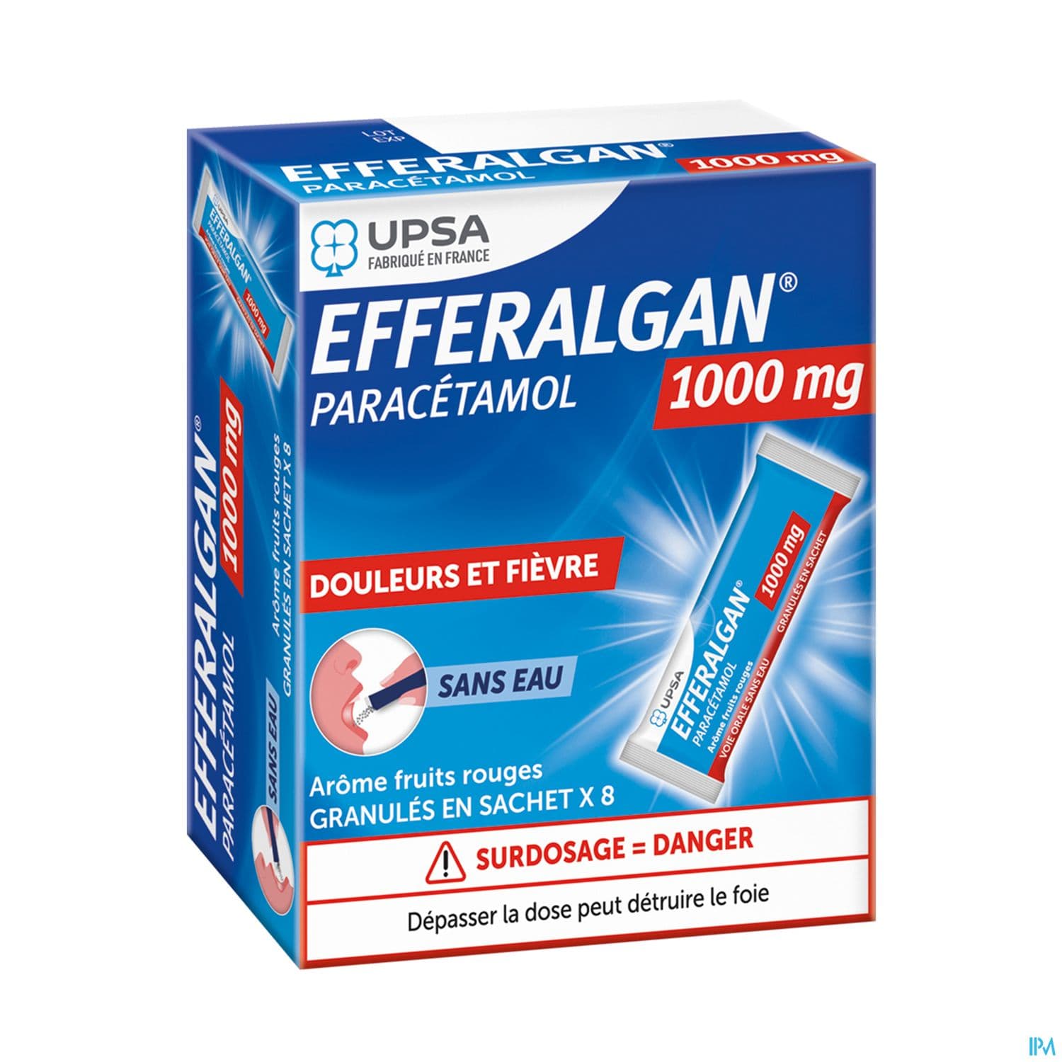 Efferalgan 1g Fruits Rouges Granules Sachet 8