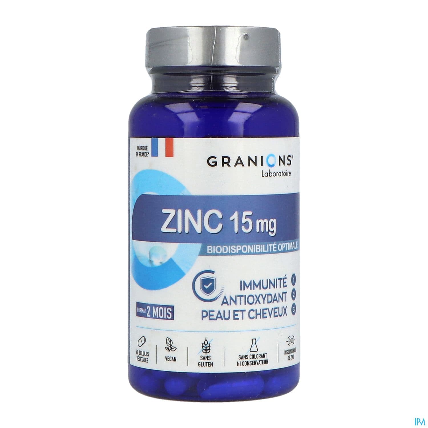 Granions Zinc 15mg Immunite Antioxydant Peau Cheveux Gelule 60