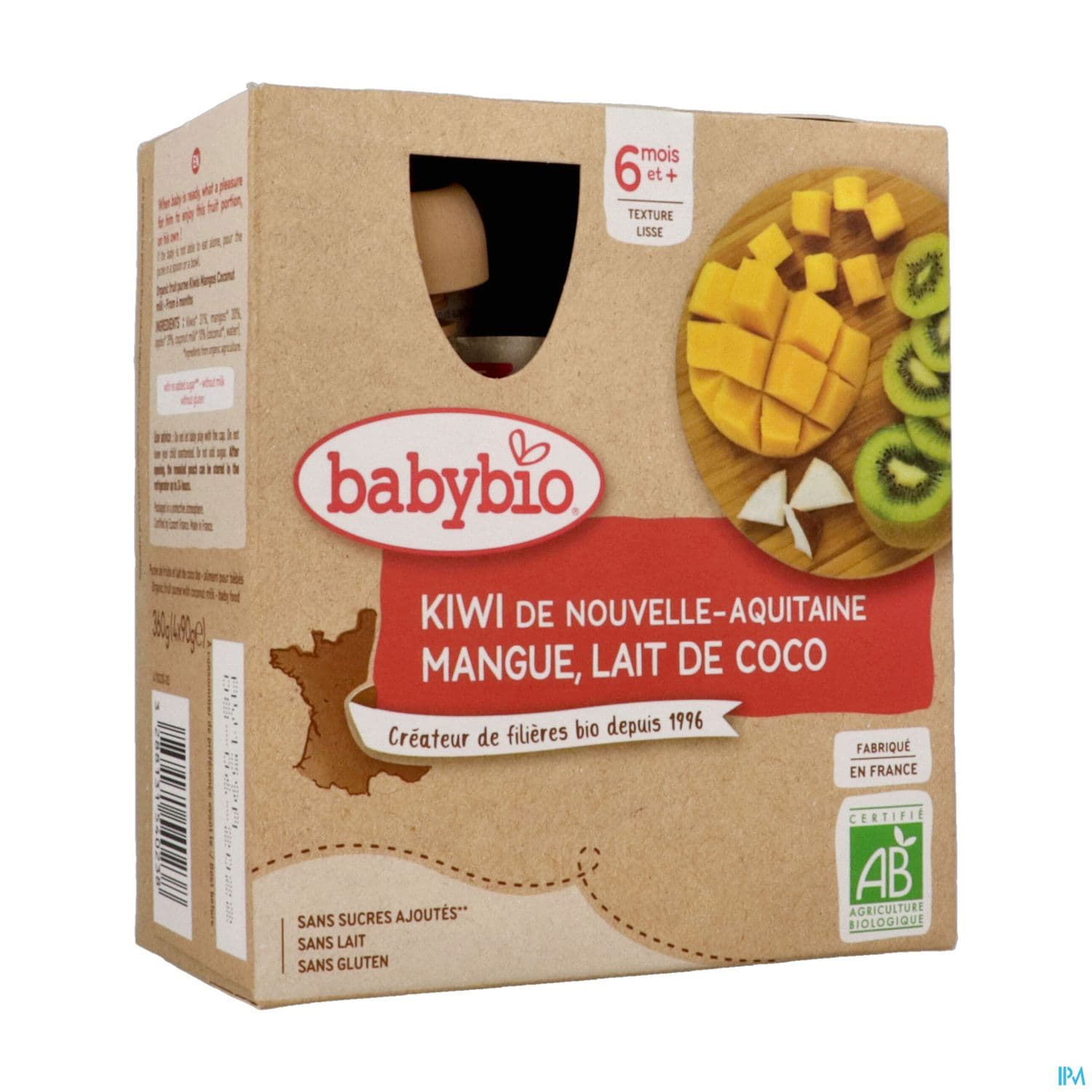 Babybio Kiwi De Nouvelle Aquitaine Mangue Lait De Coco 6m 90g X4