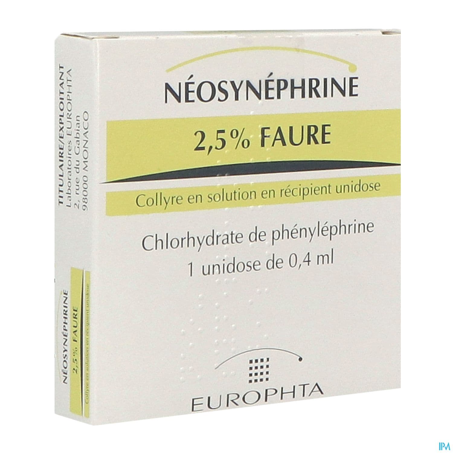 NEOSYNEPHRINE 2,5% FAUR COL DOSE1 — Pharmacie Européenne 24/24 de la place de clichy