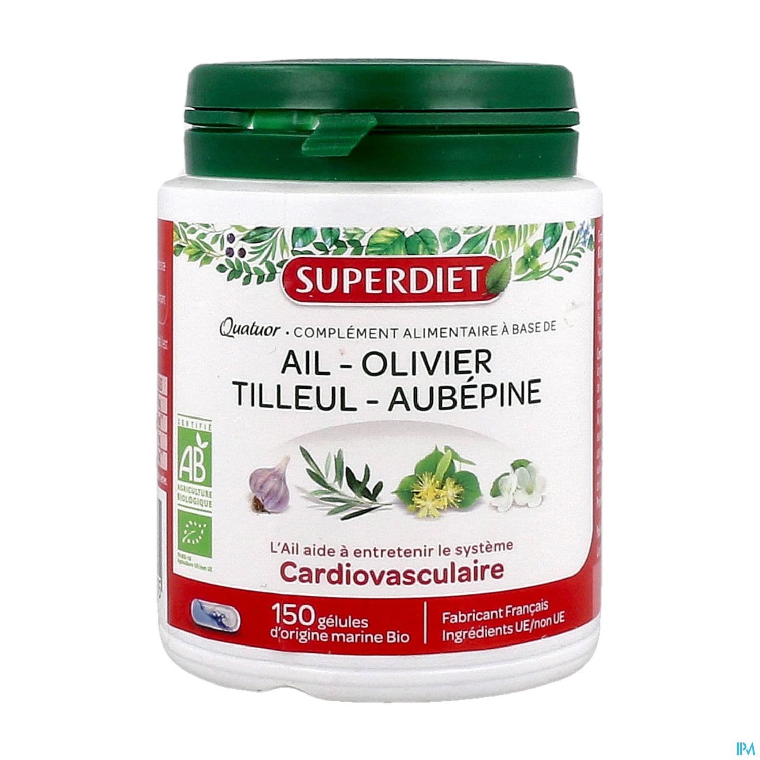 Superdiet Quatuor Cardiovasculaire Bio Ail Olivier Tilleul Aubepine Gelule 150