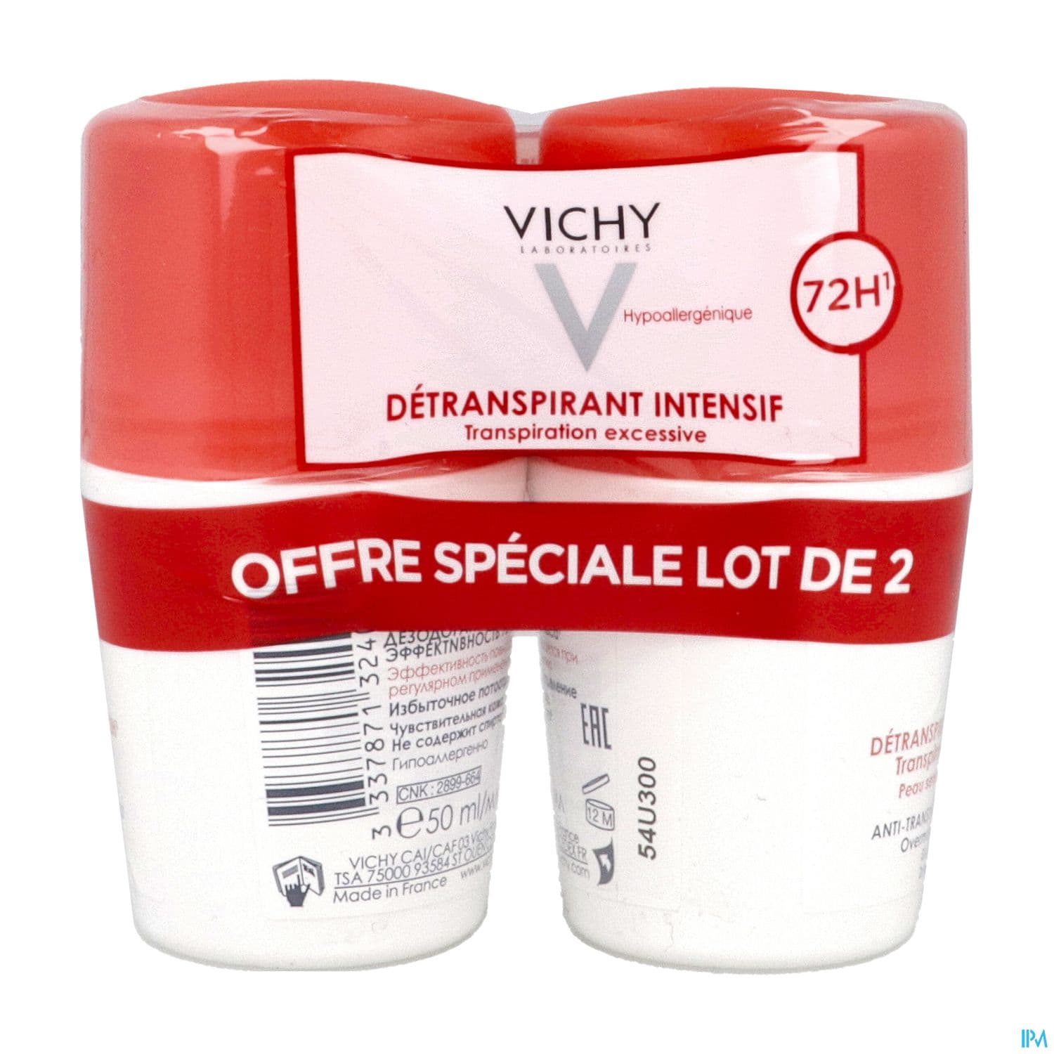 Vichy Detranspirant Intensif 72h Bille 50ml X2