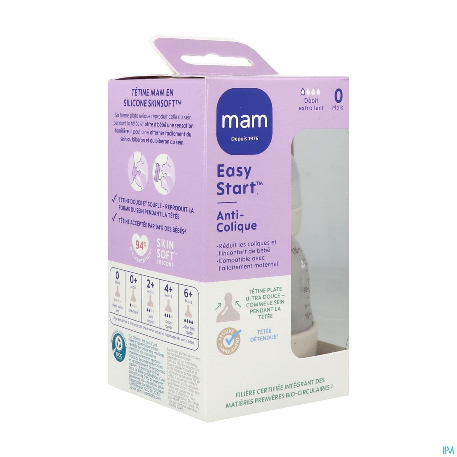 Mam Biberon Easy Start Anticolique 130ml Sable Tetine Debit 0