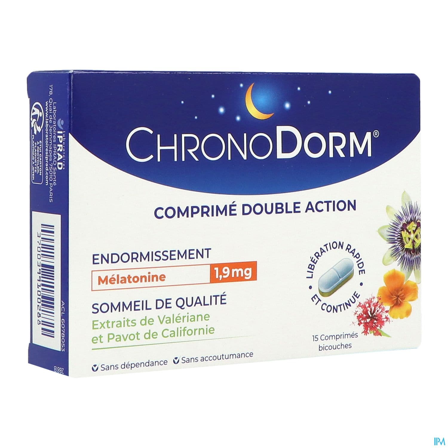 Chronodorm Melatonine Double Action 1mg9 Comprime 15