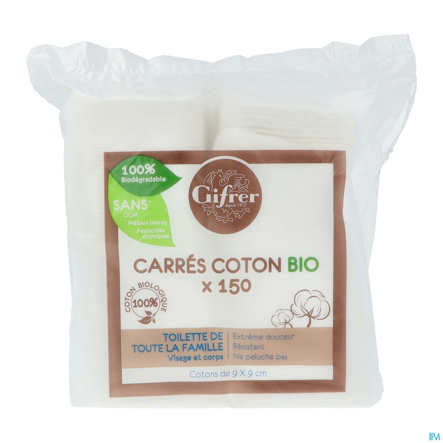 Gifrer Carre Coton Bio Sachet 150