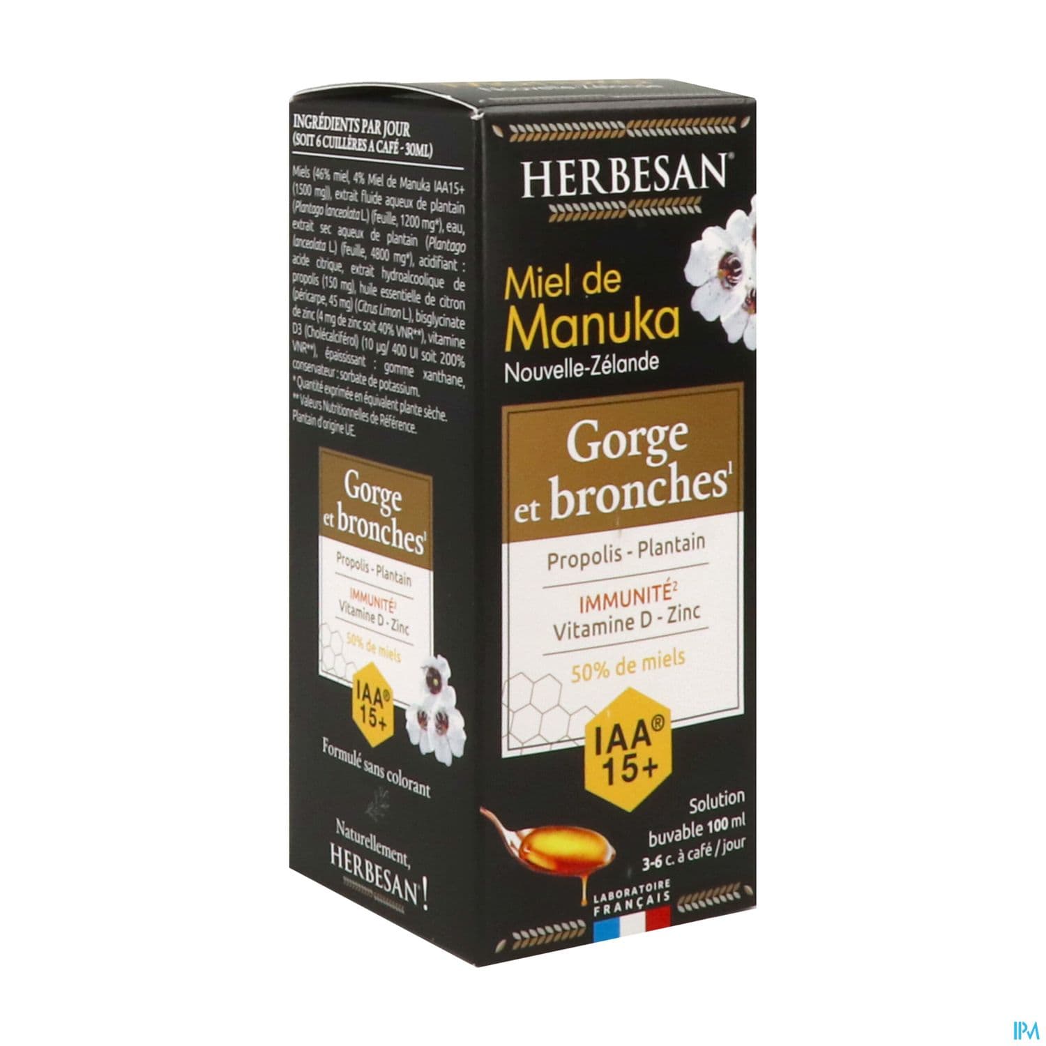 Herbesan Sirop Gorge Et Bronches Miel Manuka Iaa15+ 100ml