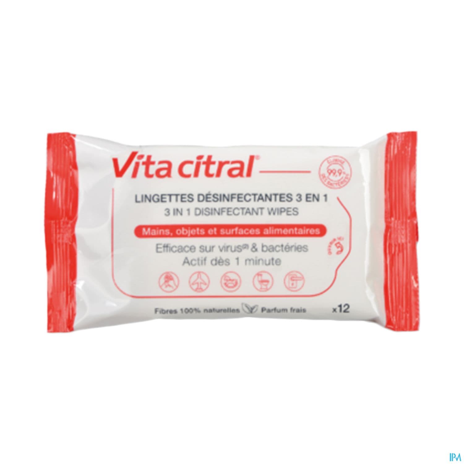 Vita Citral Lingette Desifectantes 3en1 Mains Et Surfaces 12