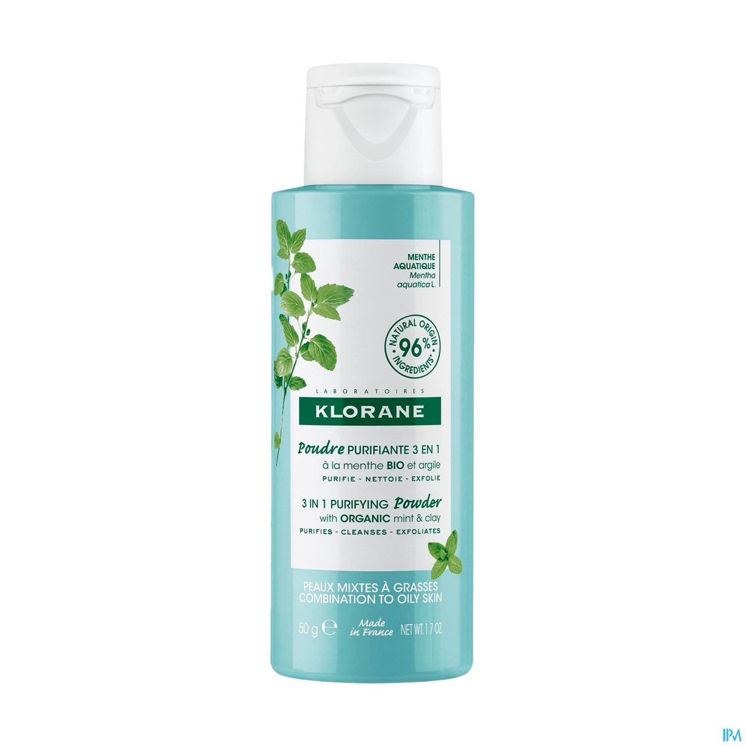 Klorane Poudre Purifiante 3en1 A La Menthe Aquatique Bio 50g