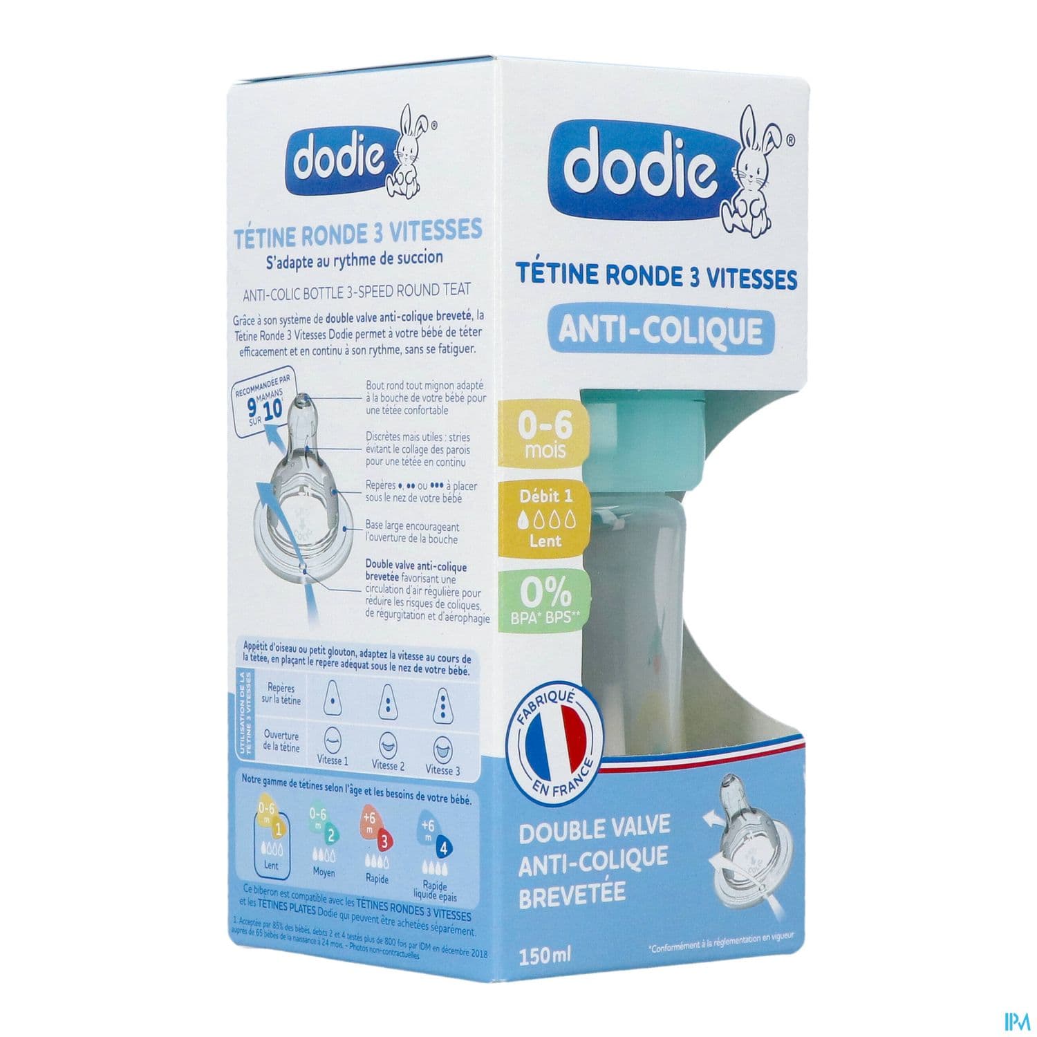 Dodie Initiation+ Biberon Anticolique Lagoon Valentin 0/6mois 150ml