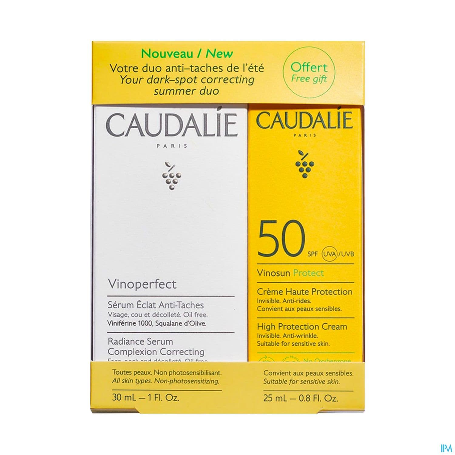 Caudalie Vinoperfect Serum Eclat Antitaches 30ml + Creme Haute Protection Spf50 25ml Offert