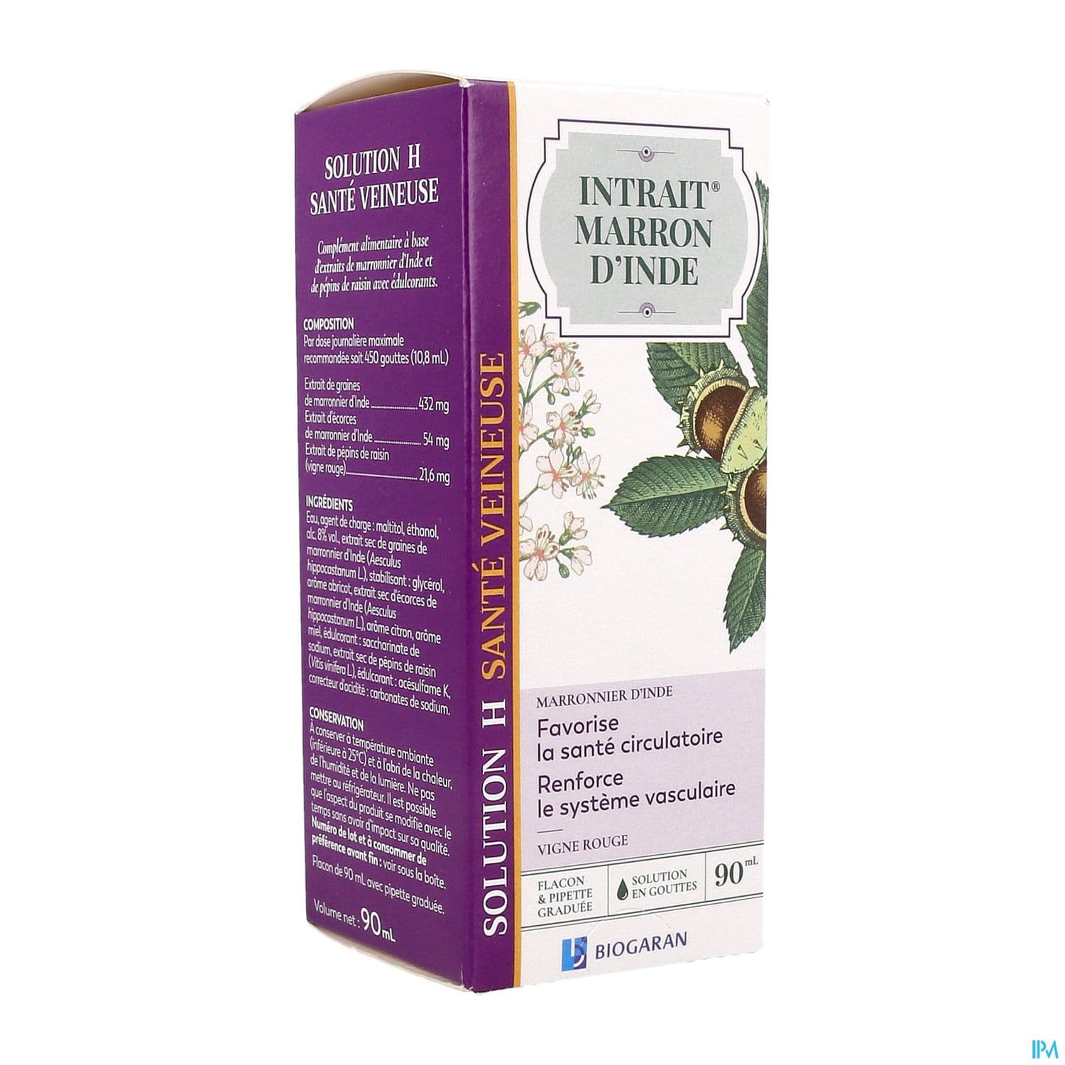 Biogaran Intrait Marron Inde Solution H Sante Veineuse 90ml