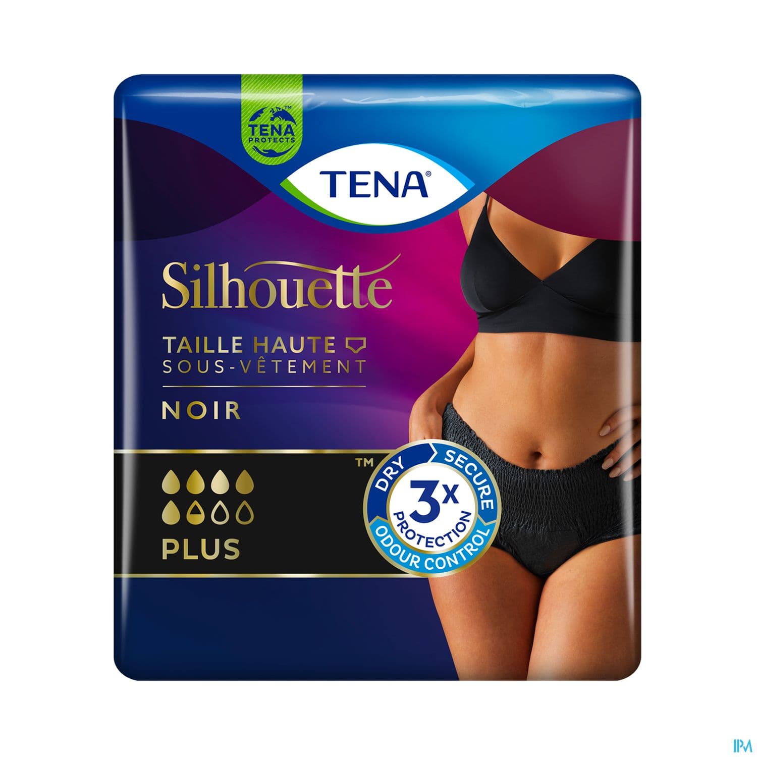 TENA SILHOUETTE PLUS NOIR LARG X8
