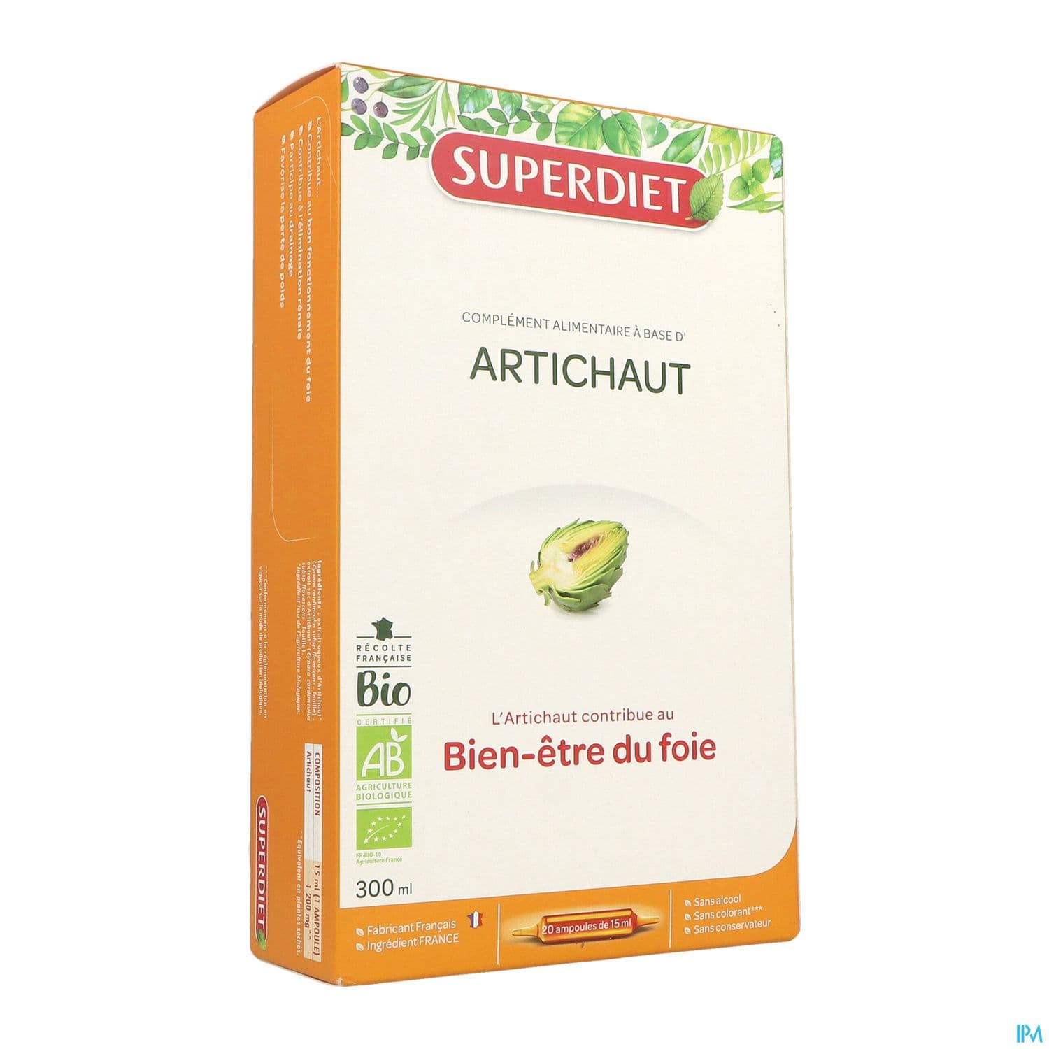 Superdiet Artichaut Bio Ampoule Buvable 15ml 20