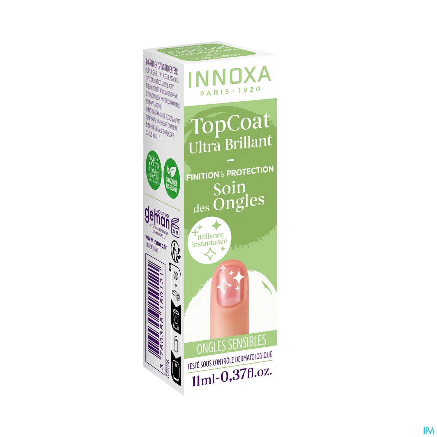 Innoxa Vernis Ongles Base Top Coat Ultra Brillant 11ml