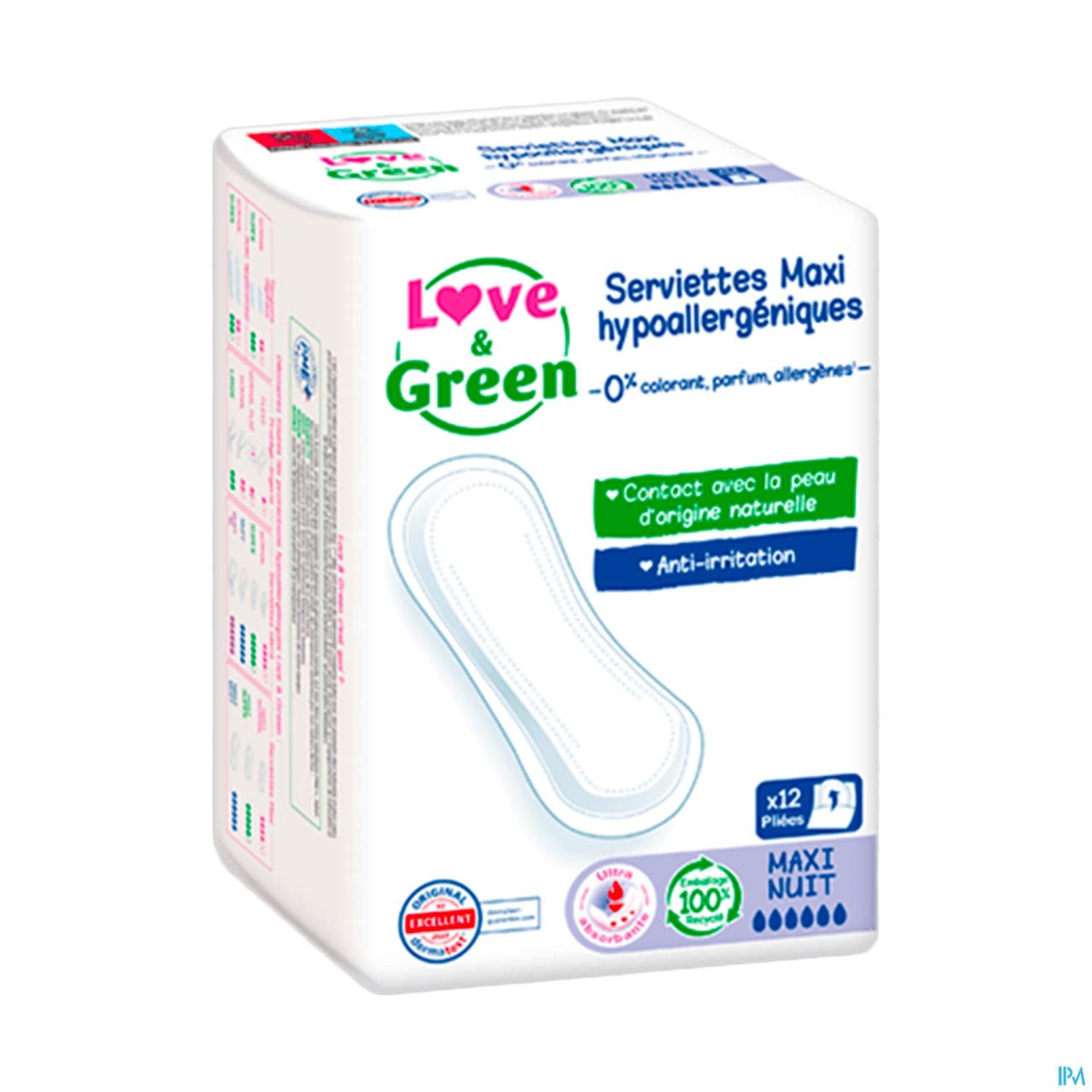 LOVE&GREEN SERVIET MAXI NUIT 12 — Grande Pharmacie Lazare Carnot 7j/7