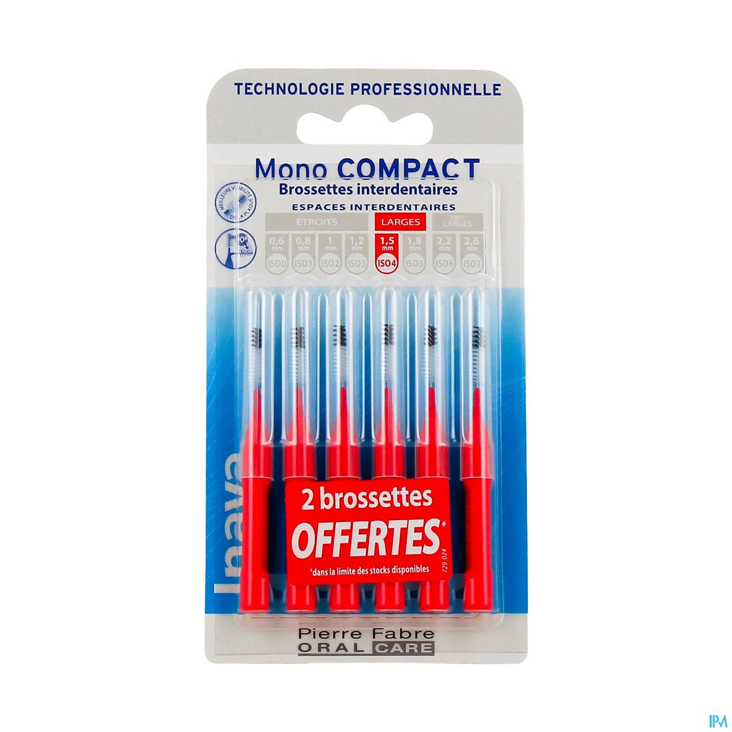 Inava Mono Compact Brossette Rouge X4 + 2 Offert