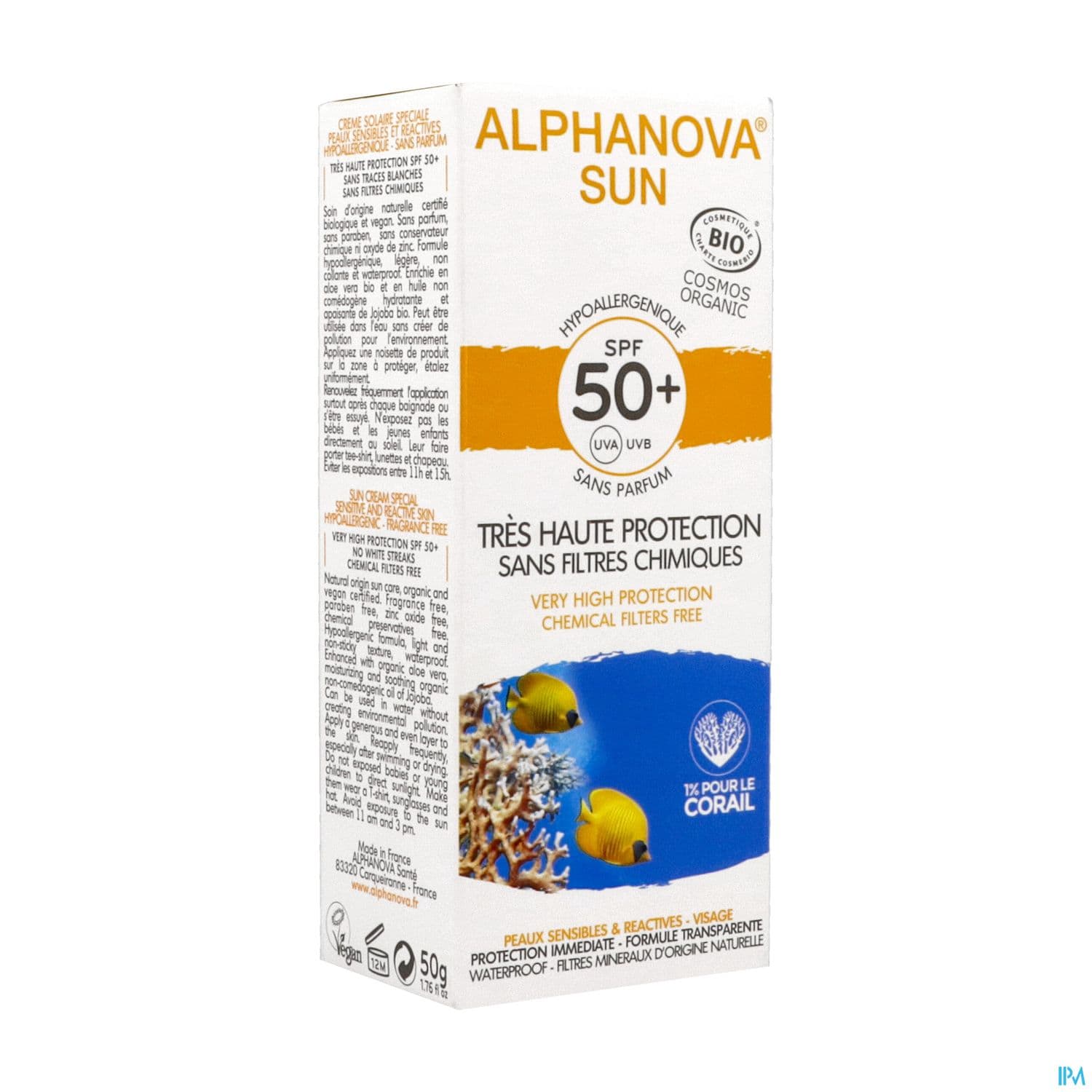 Alphanova Organic Sun Spf50+ Bio Creme Sans Parfum 50g