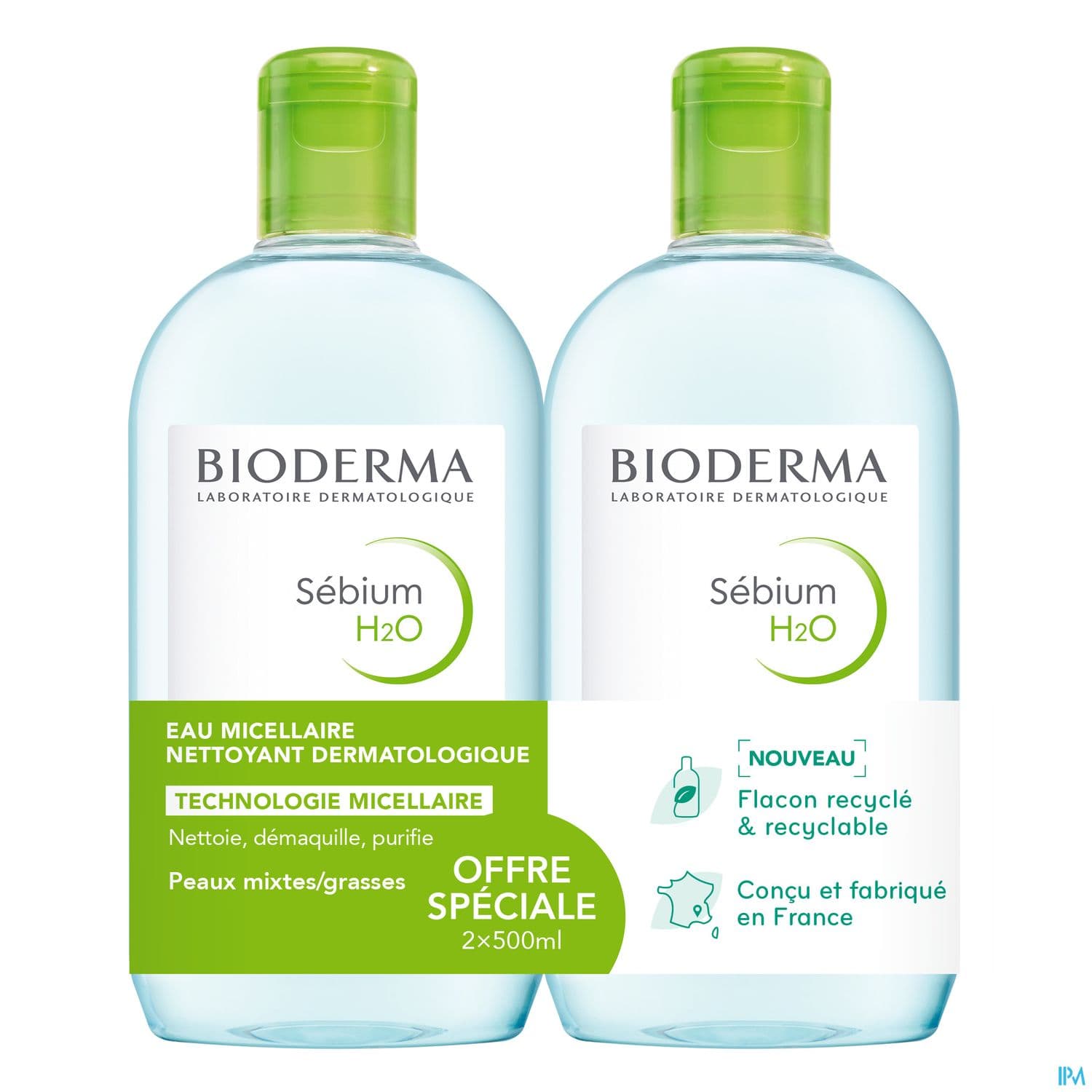 Bioderma Sebium H2o Solution Micellaire Sans Savon 500ml X2