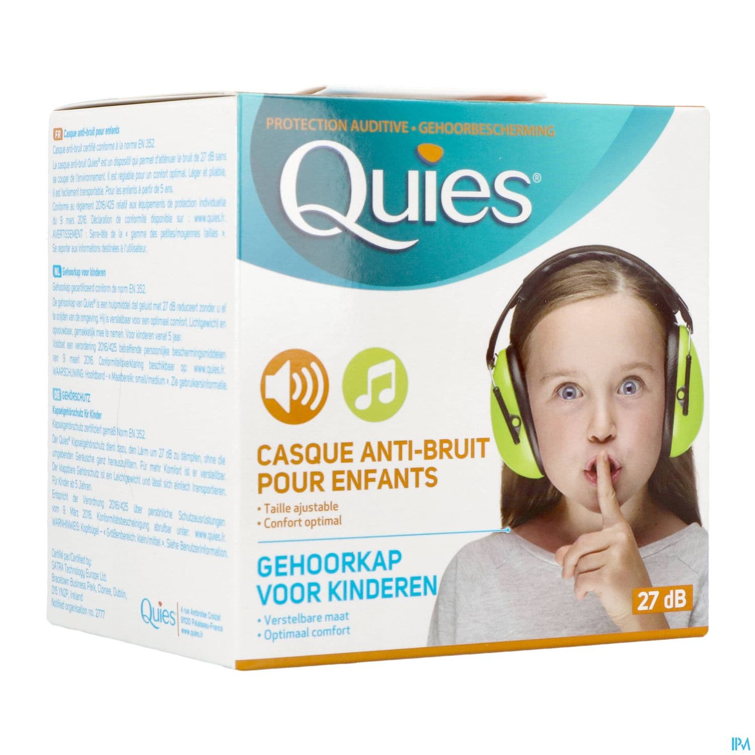 QUIES CASQUE ENF A/BRUIT VERT — Pharmacie Lafayette Bordeaux