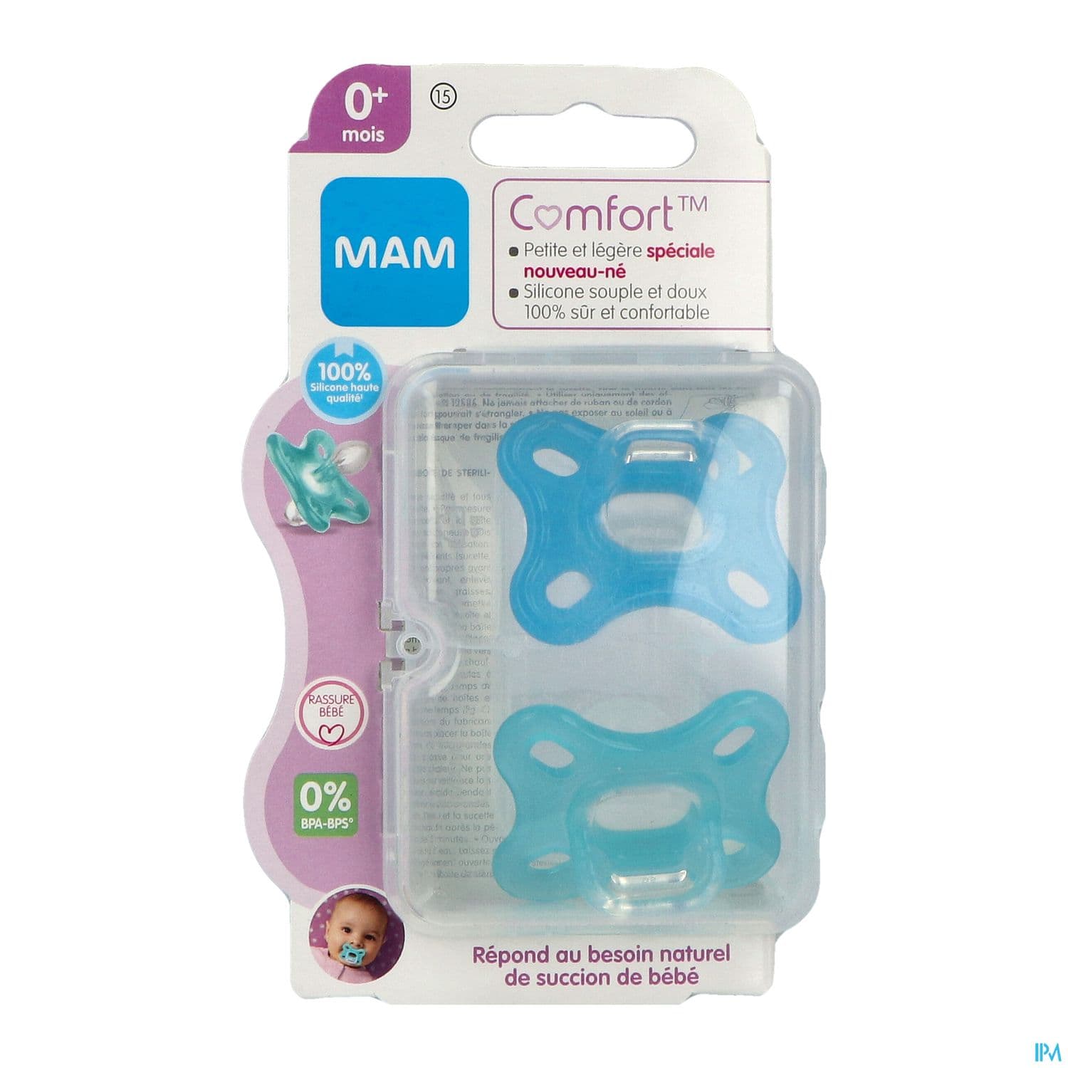 SUCET MAM COMFORT SILIC BLEU +0M 2