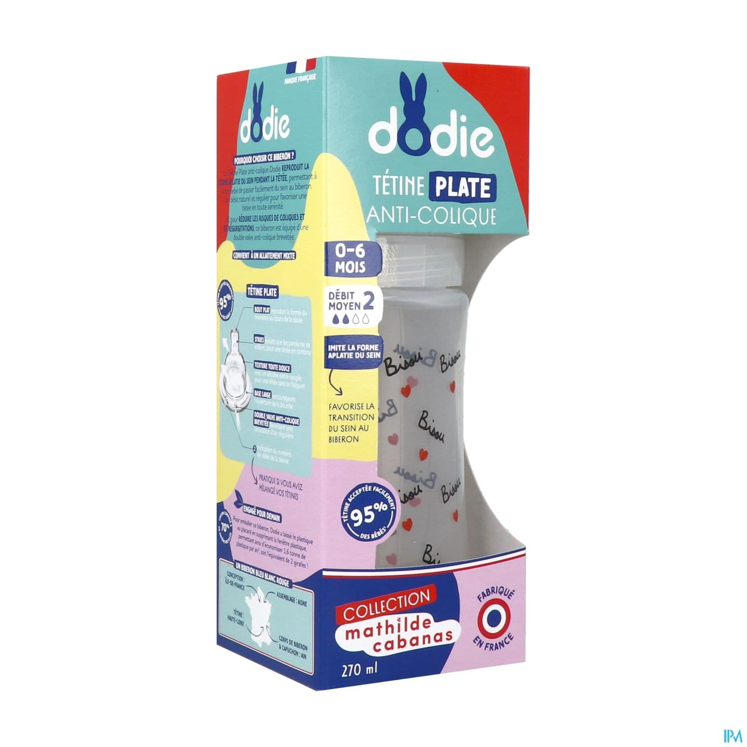 Dodie Biberon Cabanas 0/6mois 270ml