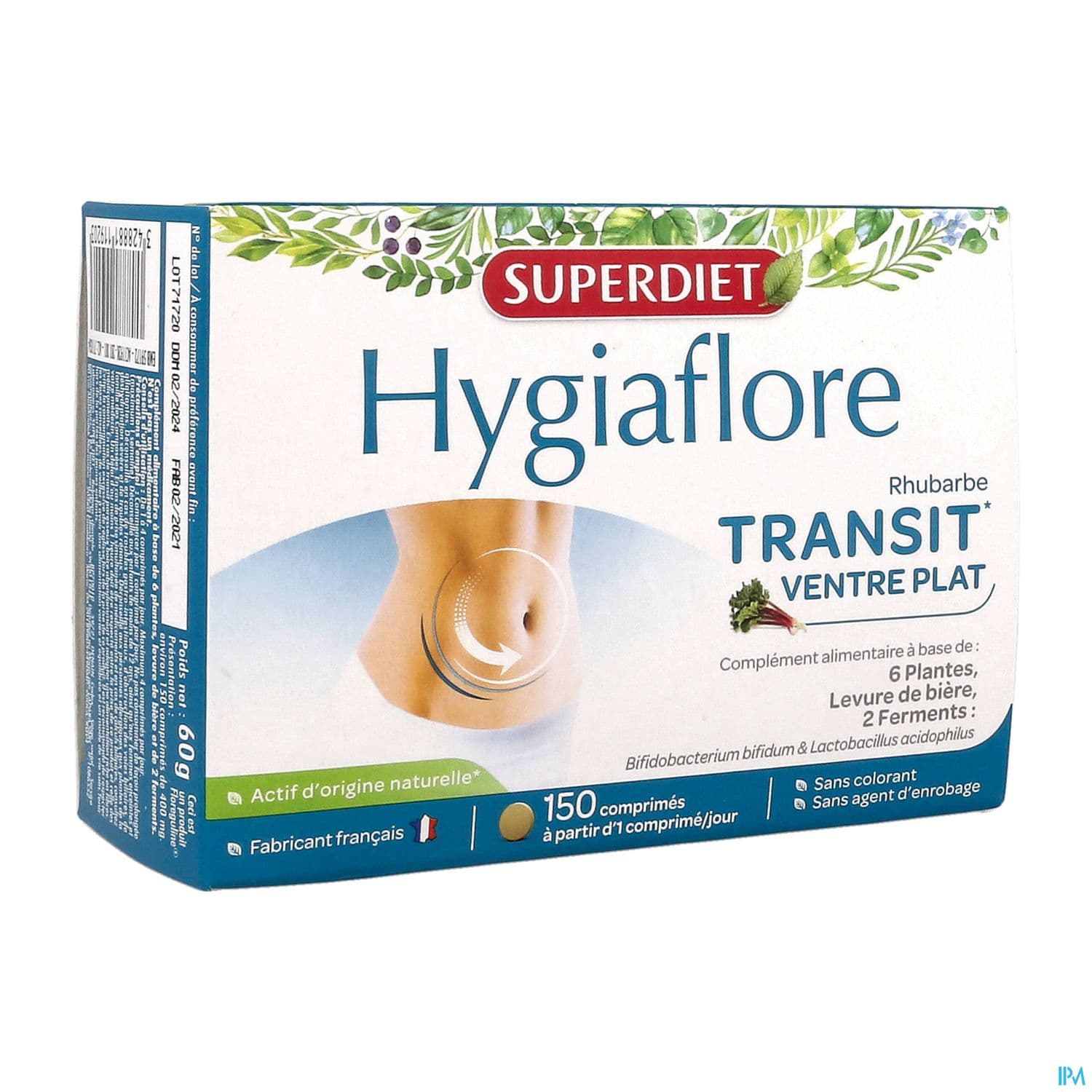 Superdiet Hygiaflore Rhubarbe Transit Comprime 150 — Pharmacie La Rose