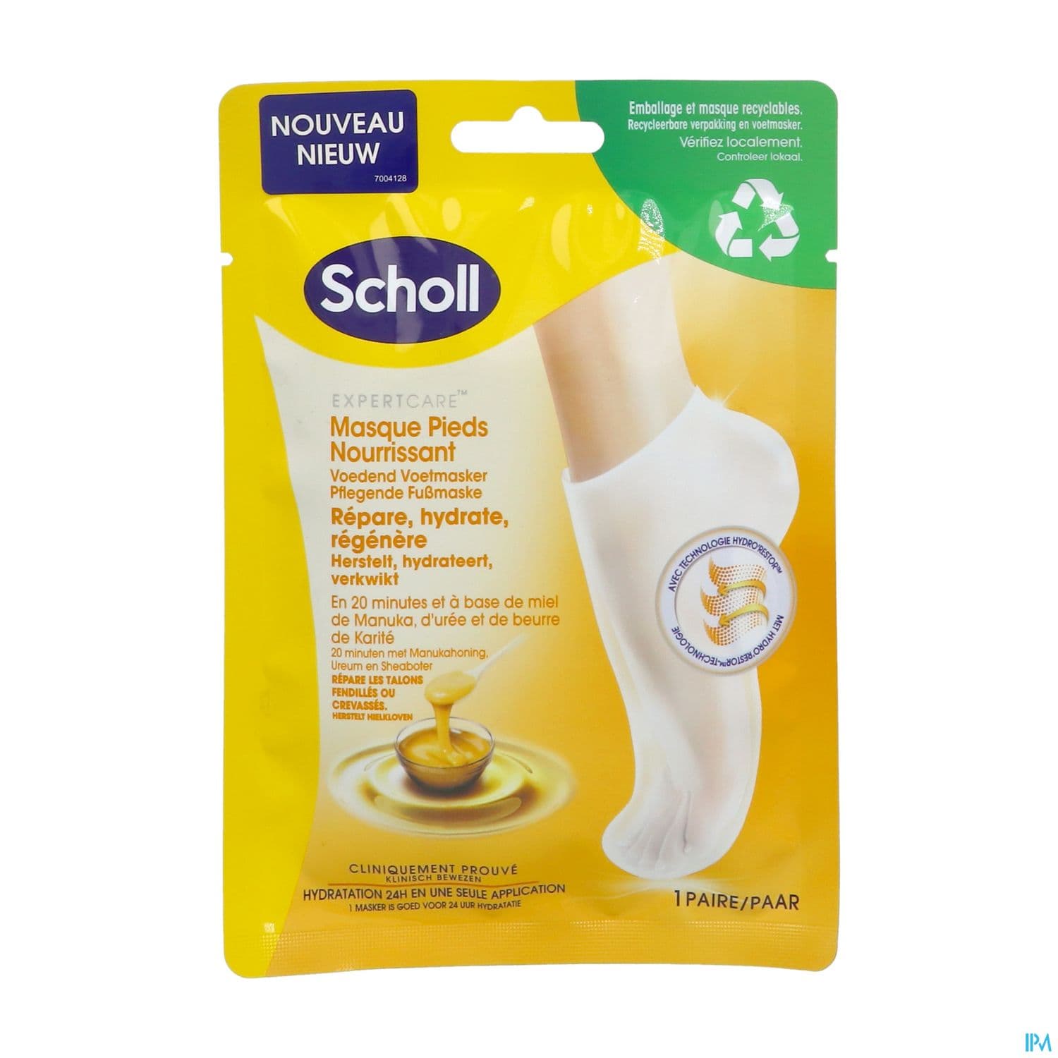 Scholl Masque Chaussette Pieds Miel De Manuka X2