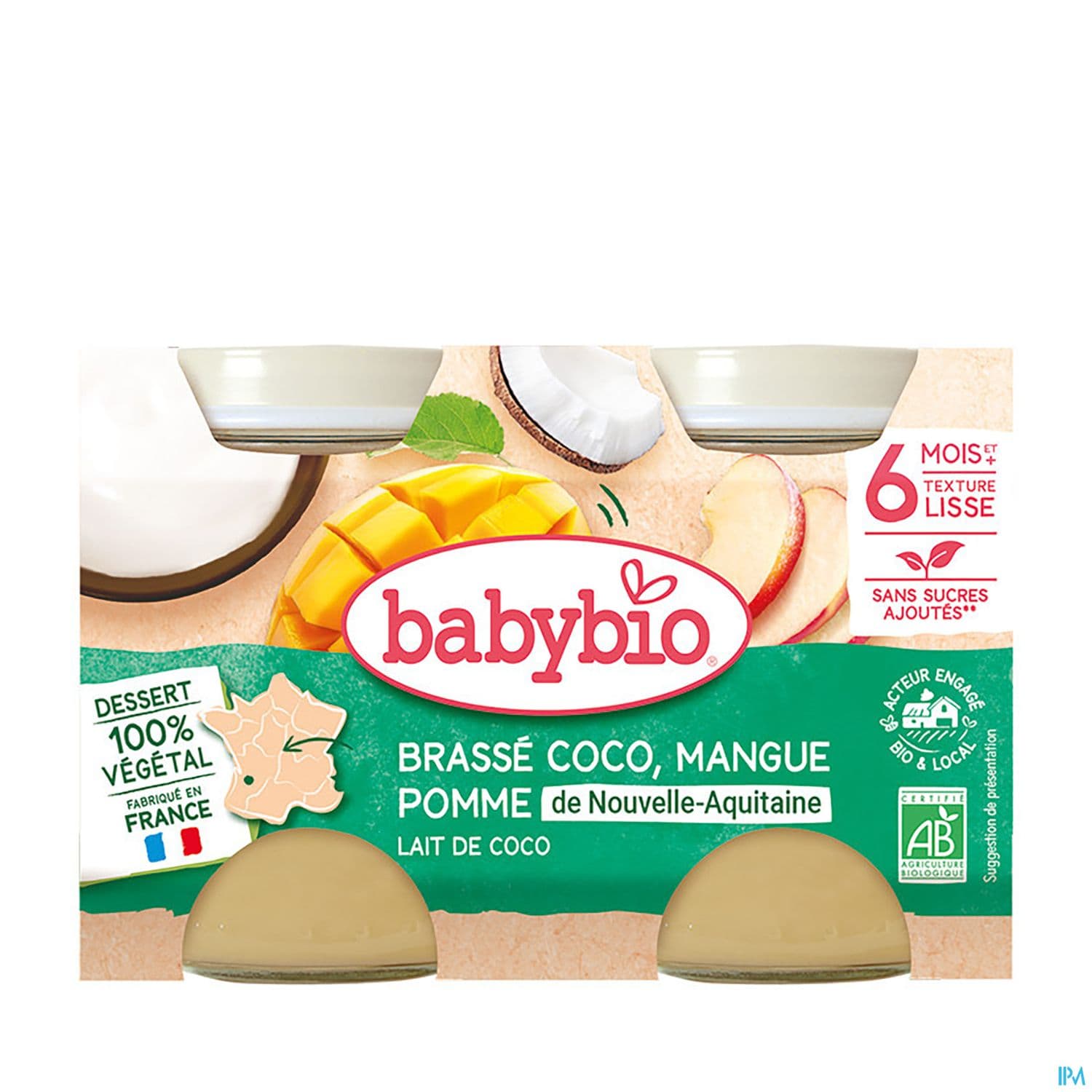 Babybio Brasse Vegetal Au Lait De Coco Mangue Ananas 6m 130g X2