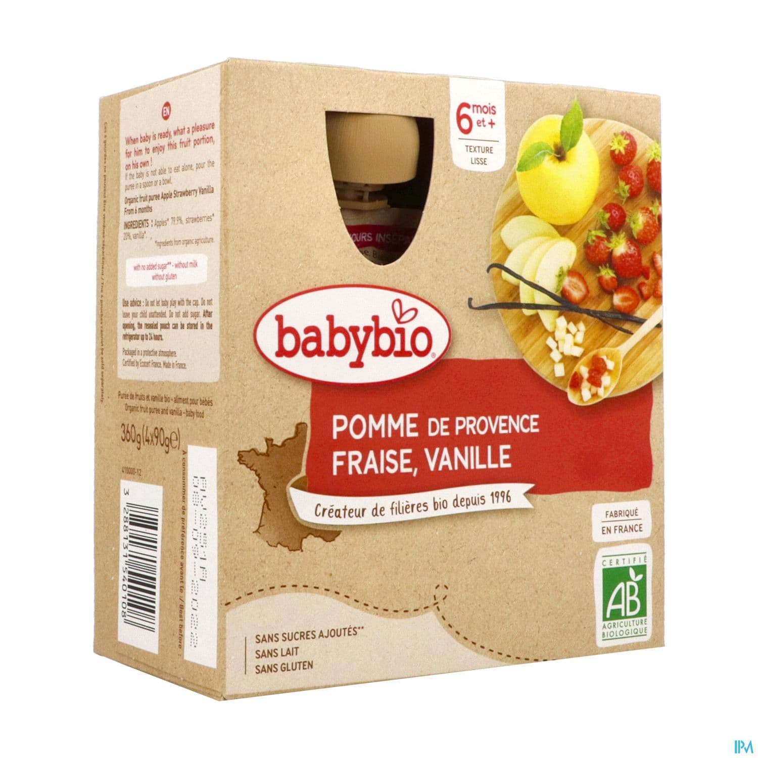 BABYBIO GOURD POM/FR/VAN 4X90G