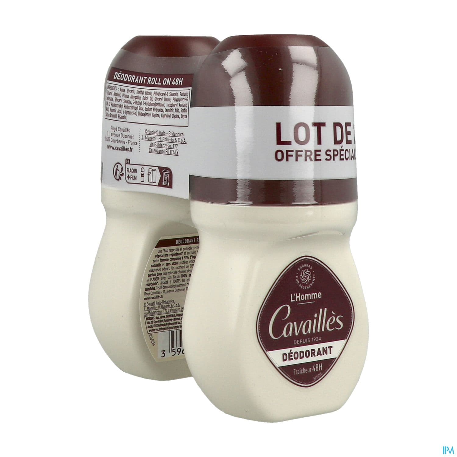 Roge Cavailles Deodorant Dermato 48h Homme Roll On 50ml X2