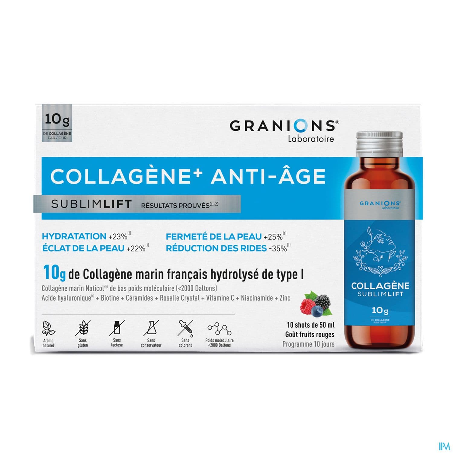 Granions Collagene+ Beaute Sublimlift Gout Fruits Rouges Shot 50ml X10