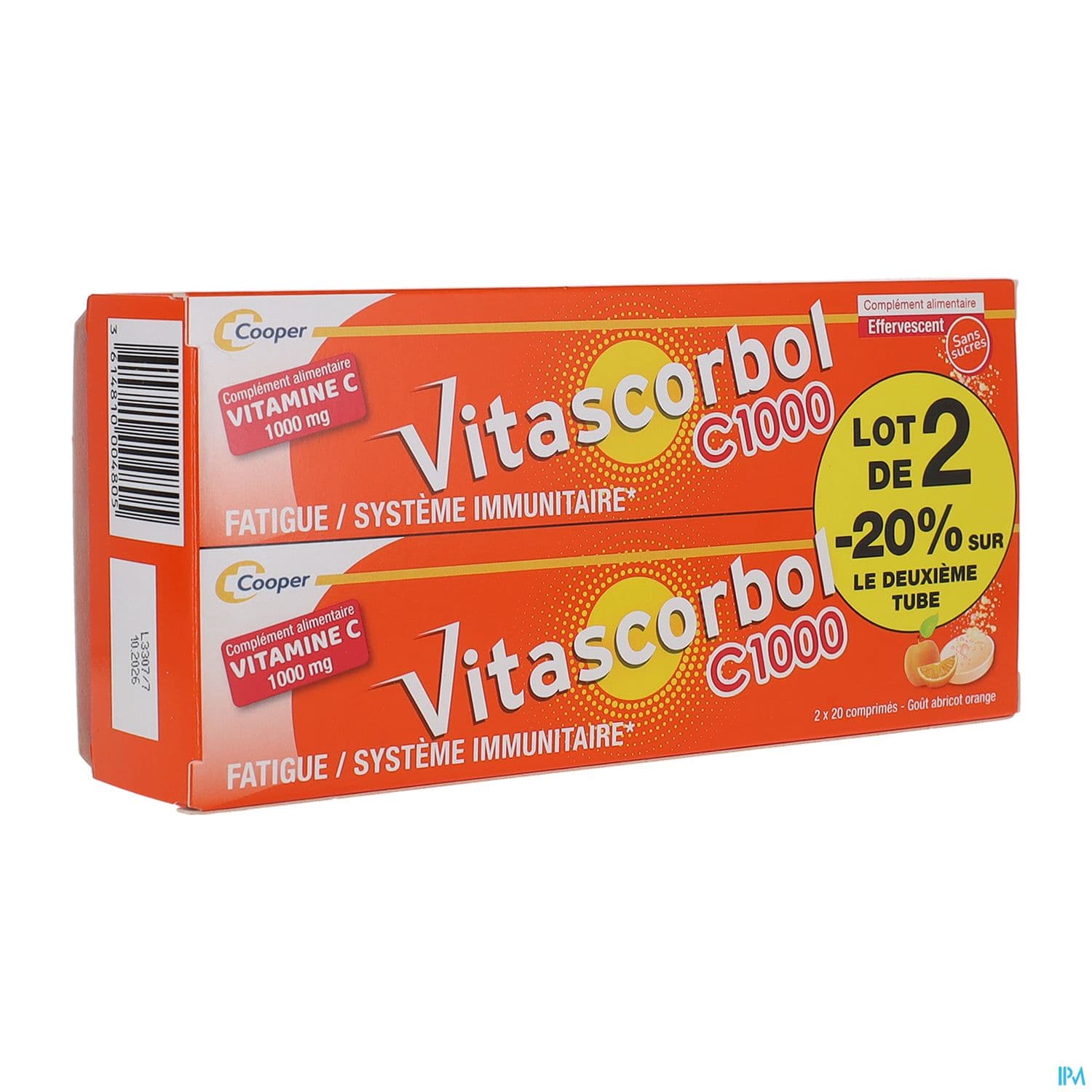 Cooper Vitascorbol C1000 Comprime Effervescent 20 X2 — Aprium Pharmacie des Colonnes