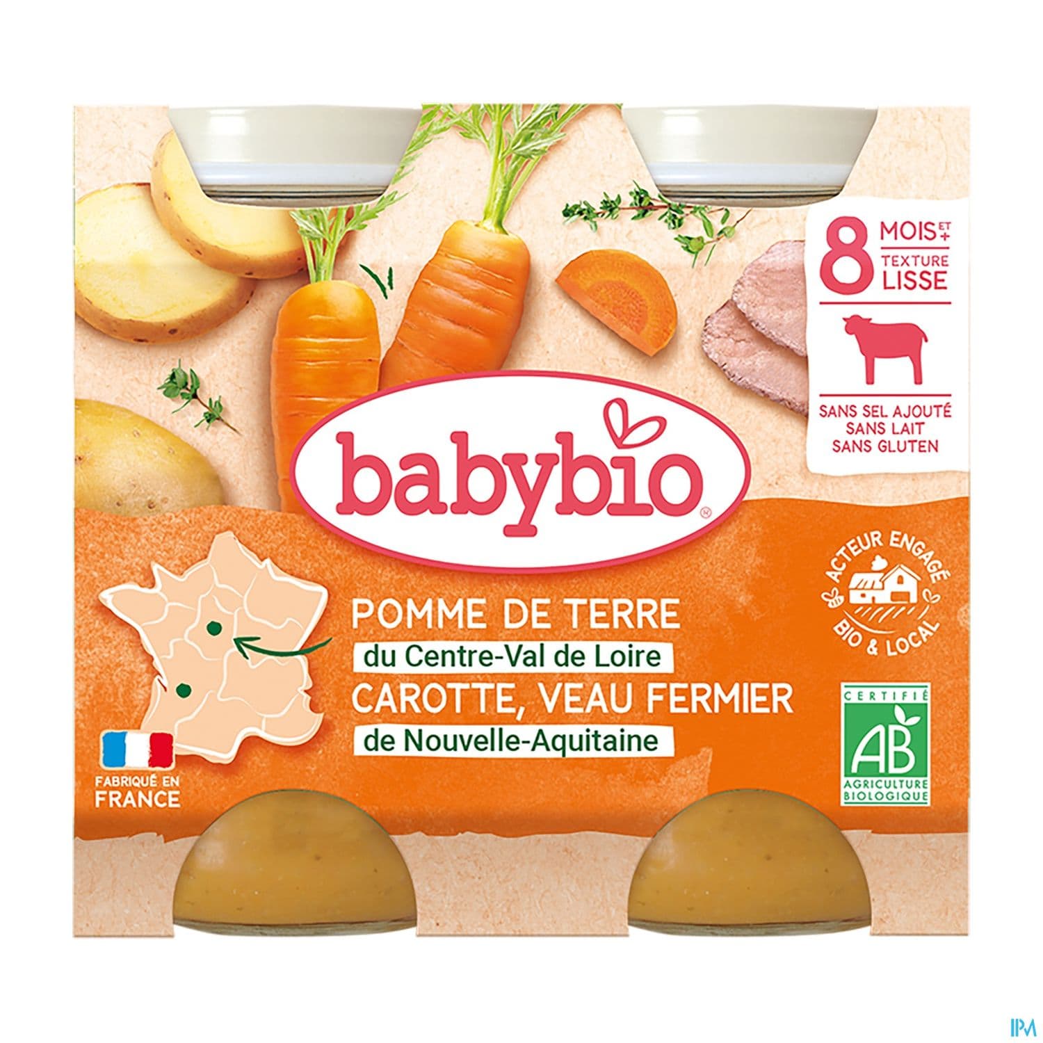 BABYBIO MENU PDT/CAROT/VEAU 2X200G — Pharmacie saint-Gilles Paris
