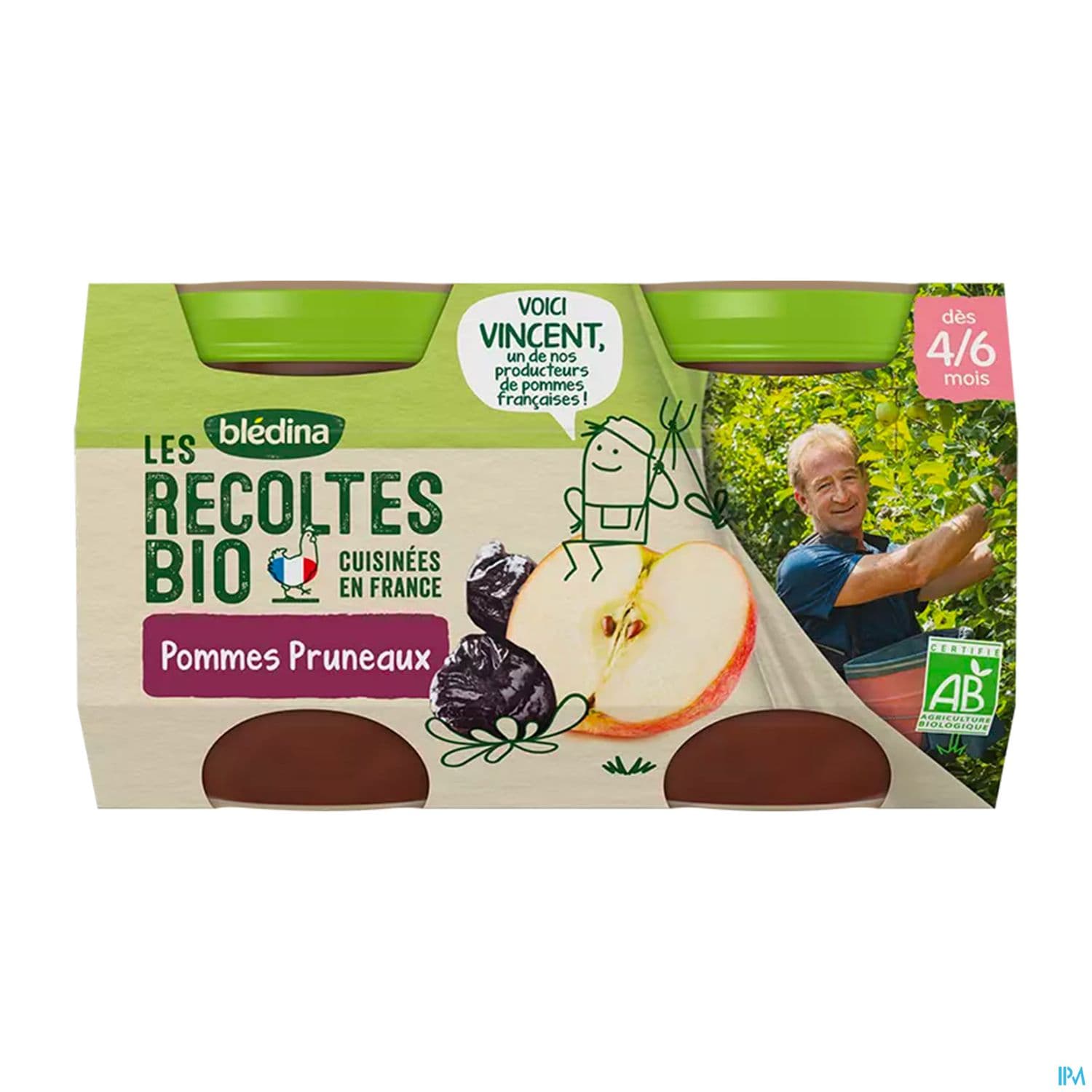 Bledina Les Recoltes Bio Pot Pomme Pruneau 130g X2